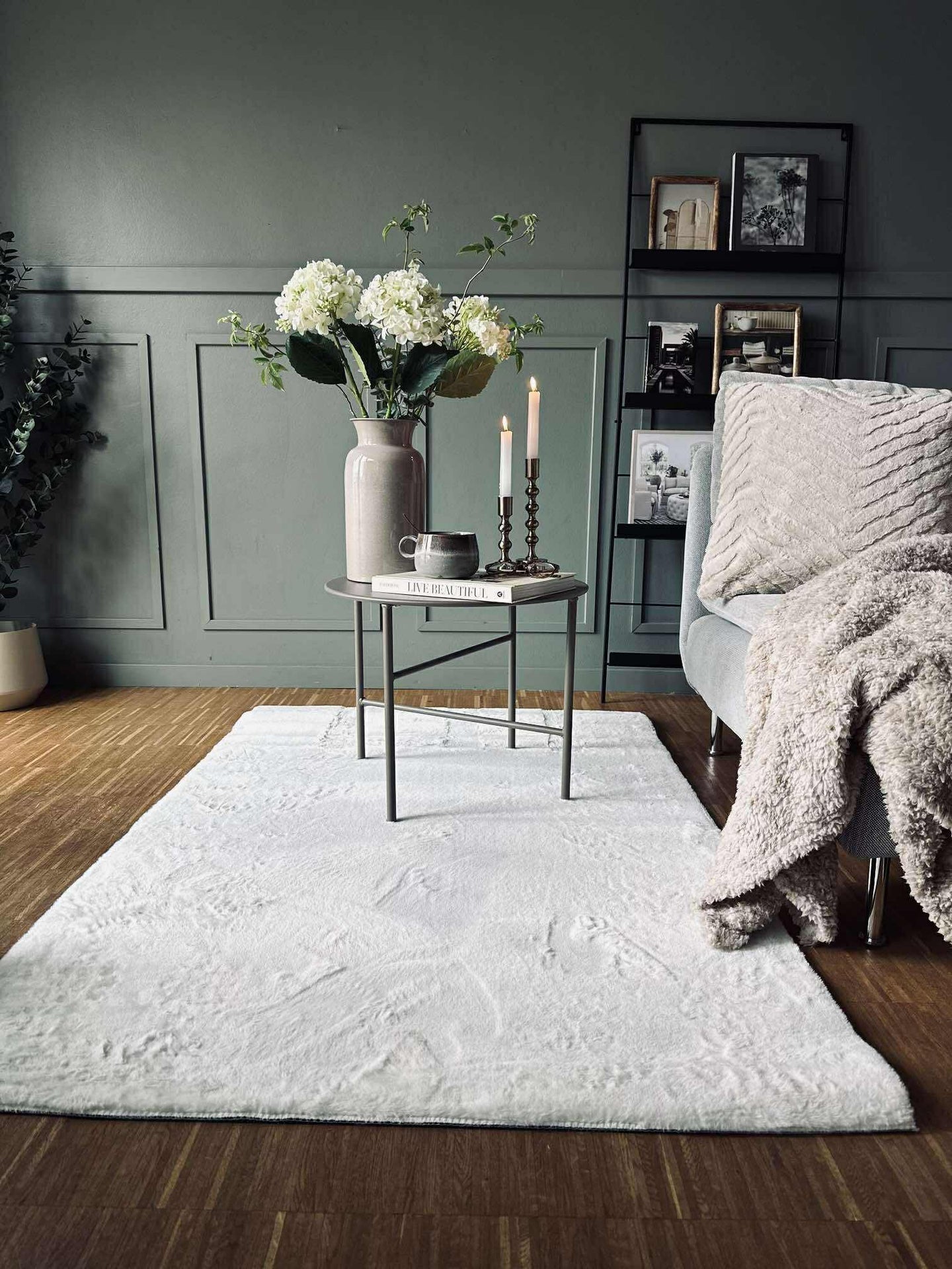 Gulvteppe Plys white