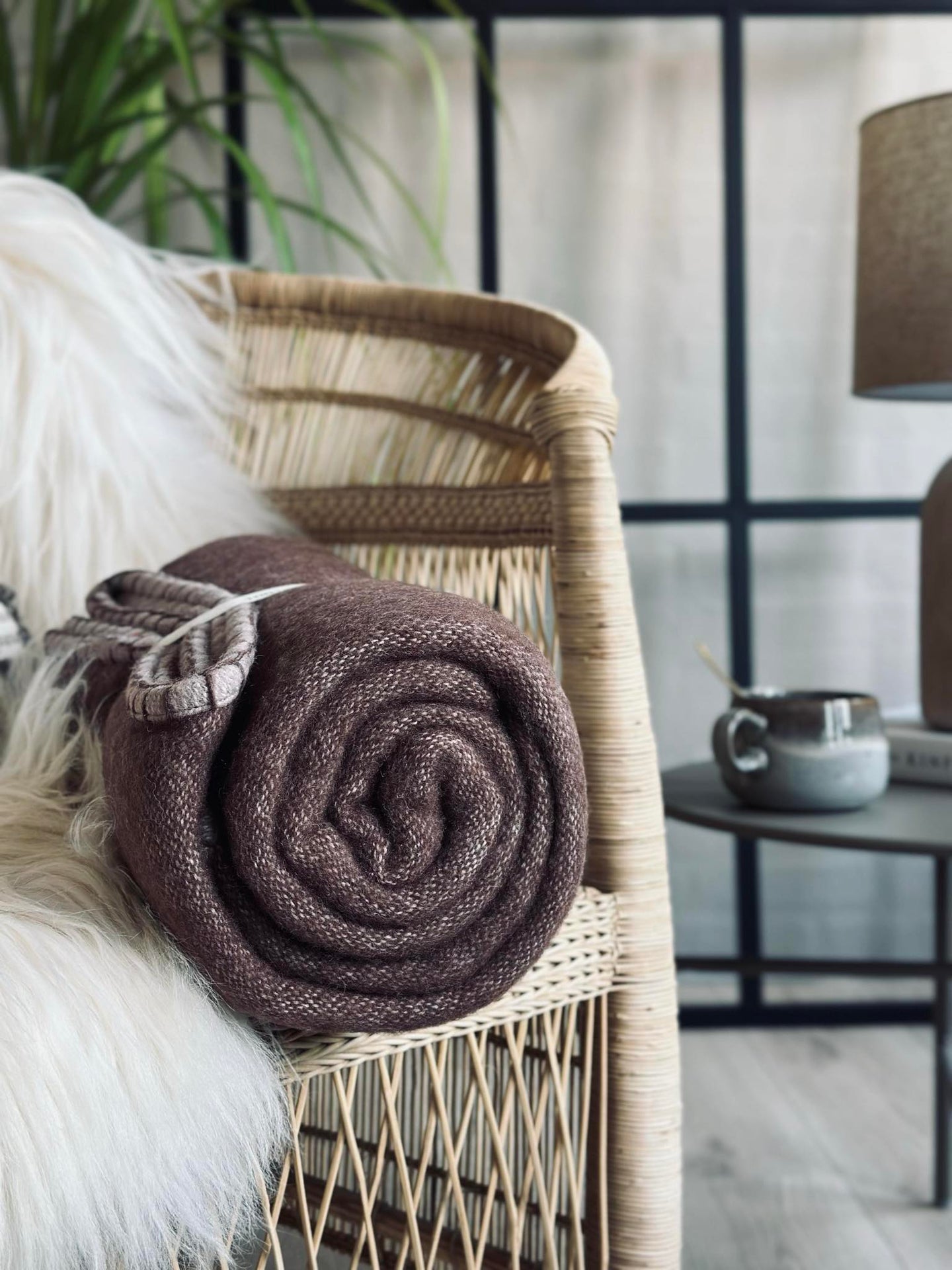 Plaid 100 % ull - Dark rose