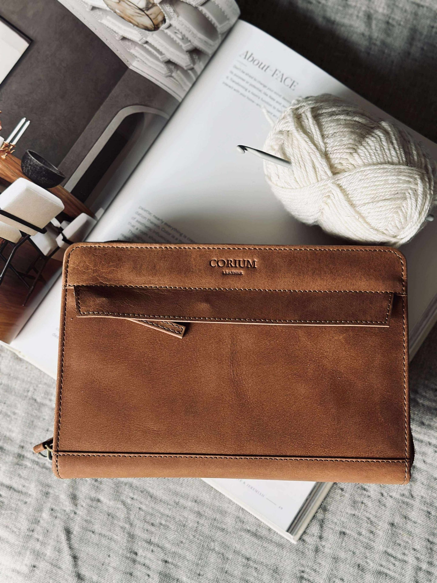 Organiser Cognac Lær