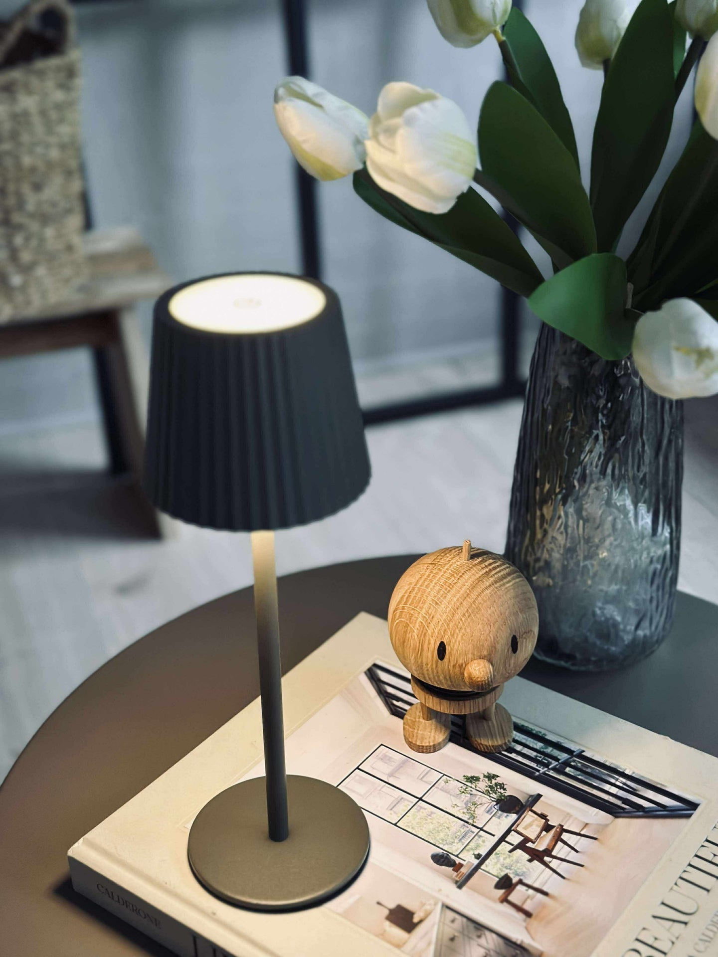 LED bordlampe MILLA Taupe - oppladbar