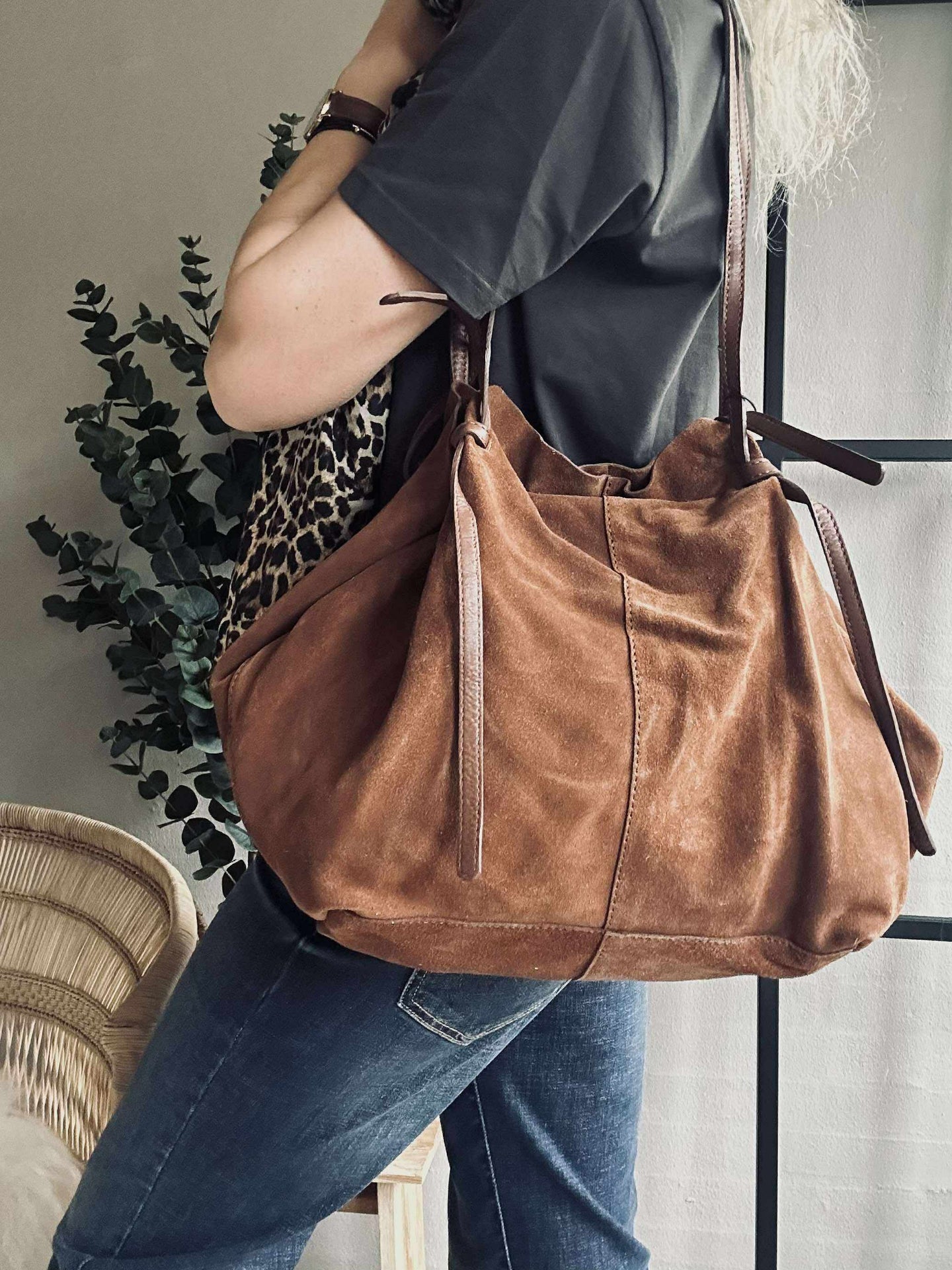 Vakker ruskinnshopper - Cognac