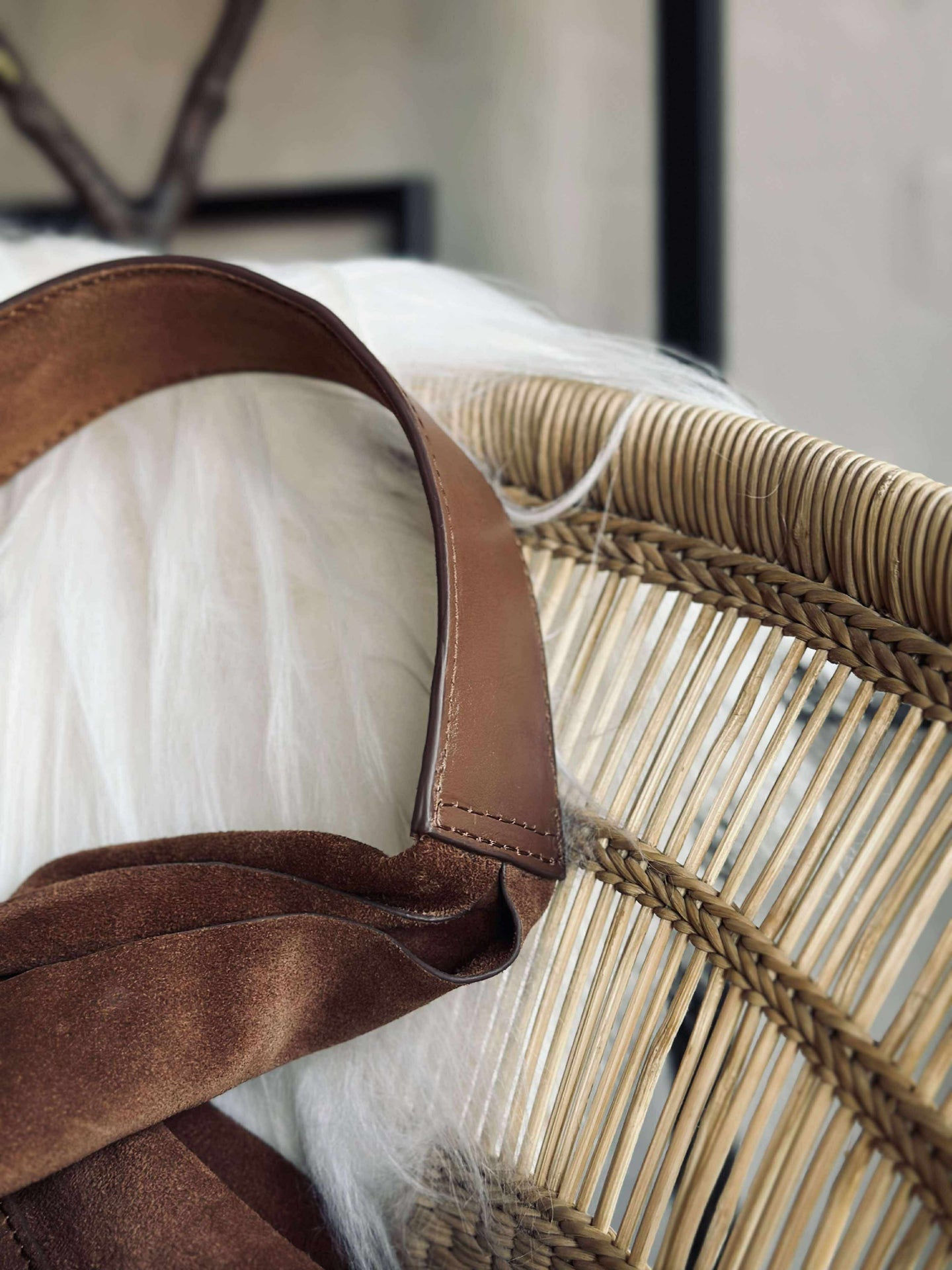 Shopper i mykt ruskinn - Cognac