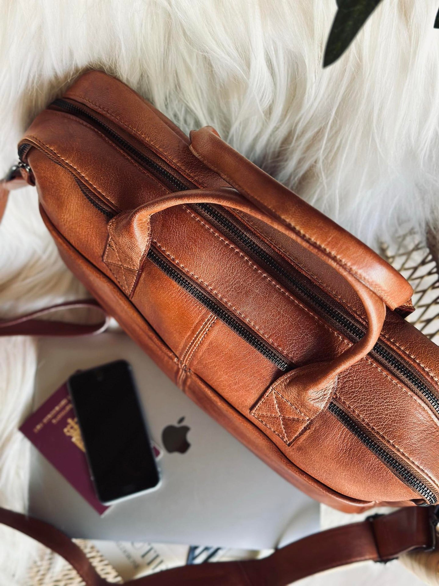 Laptopveske cognac