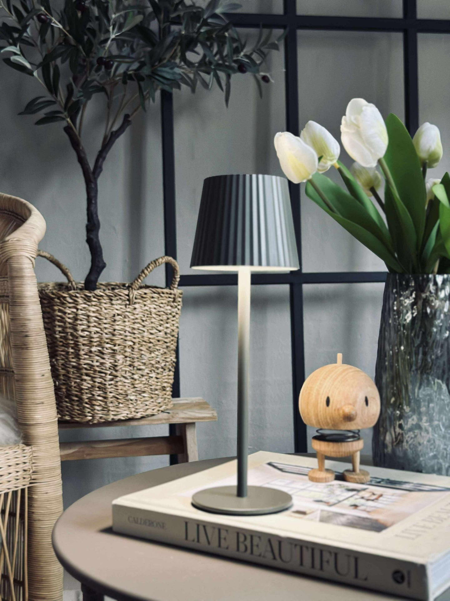 LED bordlampe MILLA Taupe - oppladbar