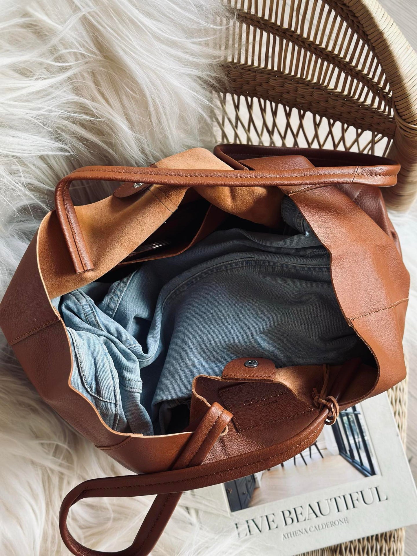 Shopper Daily i mykt skinn - Cognac