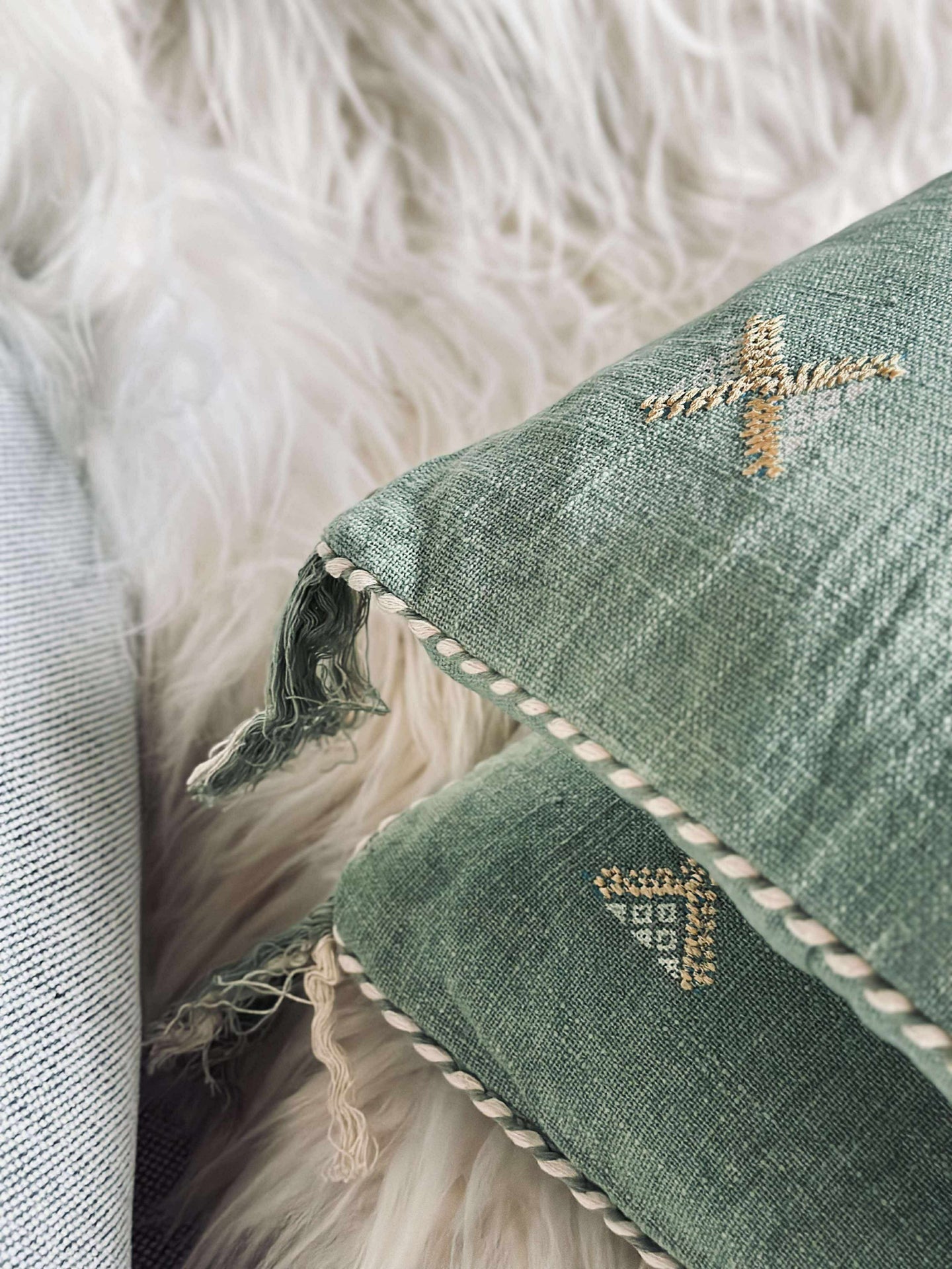 Pute med fyll - Green boheme 2 stk.