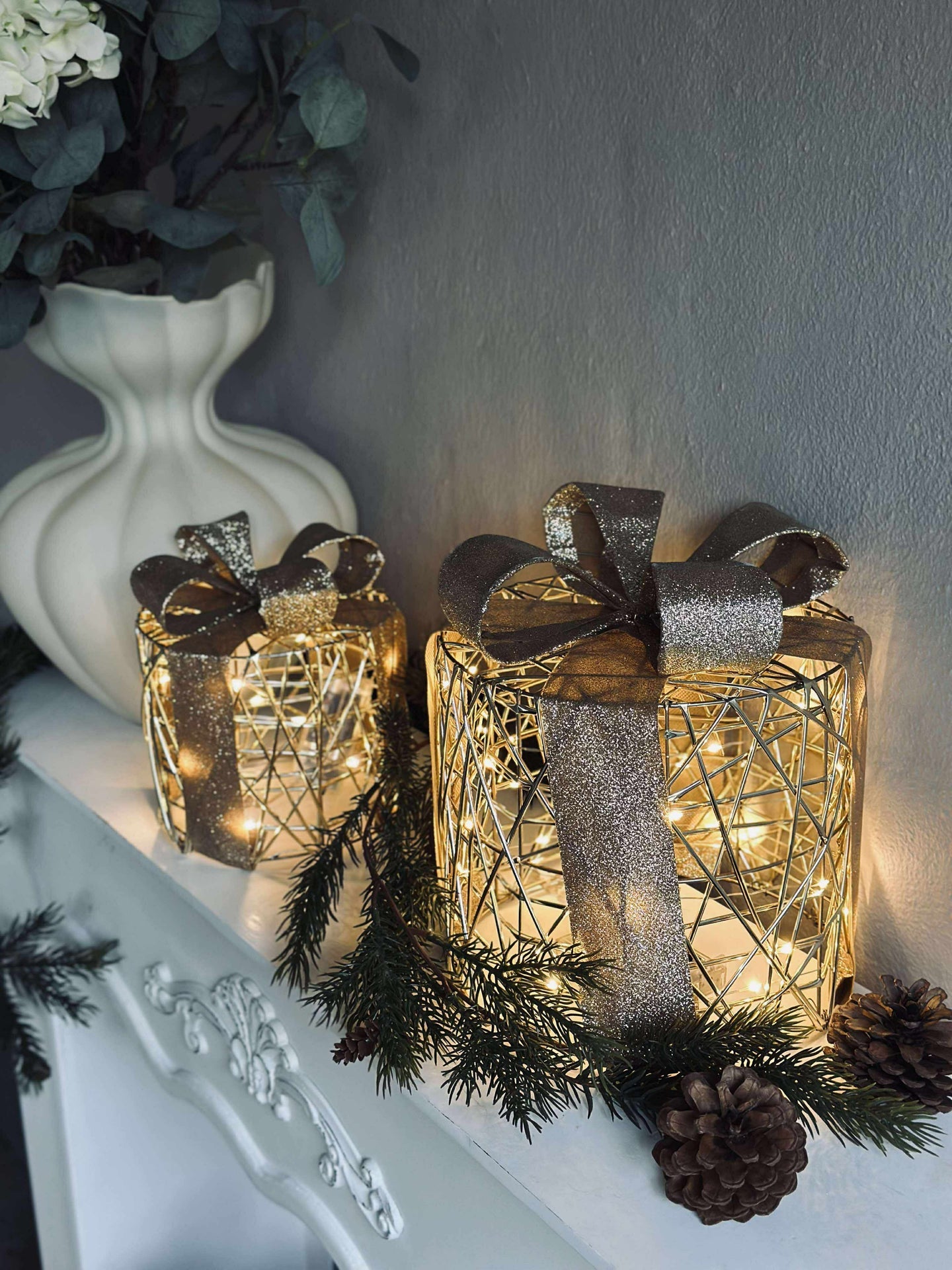 Julegaver med LED-lys - 3 stk.