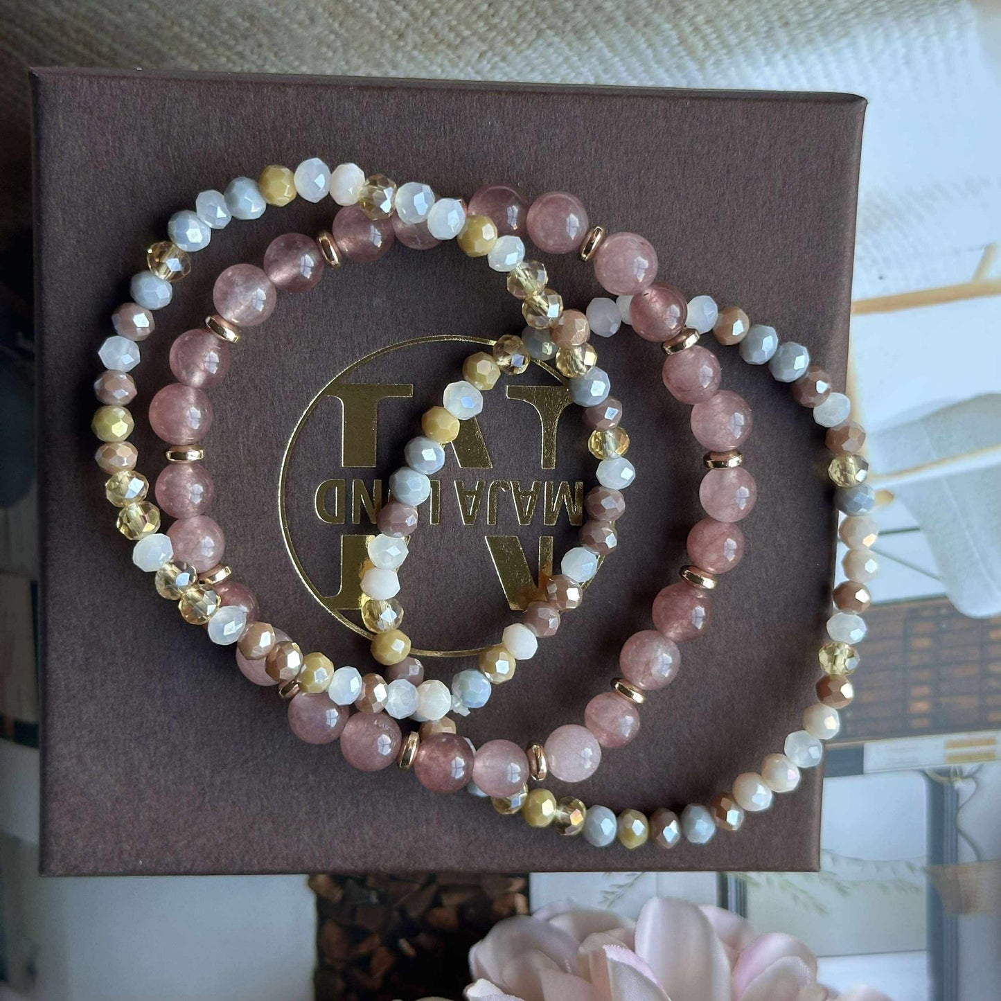 Armbånd Luna Vintage Rose – Sett med 3 stk