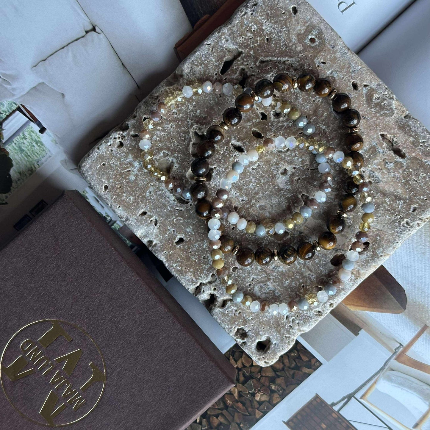 Armbånd Luna Tiger Eye – Sett med 3 stk