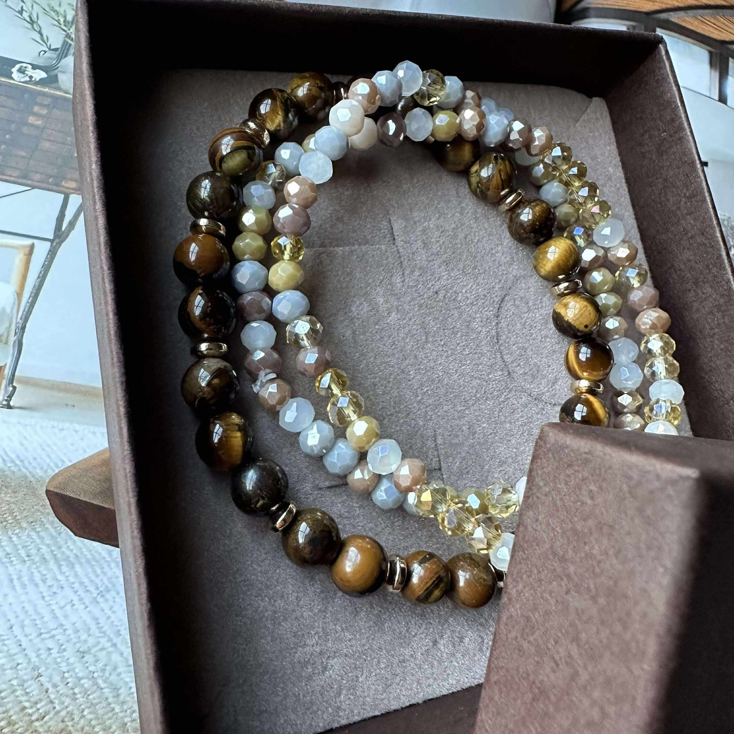 Armbånd Luna Tiger Eye – Sett med 3 stk