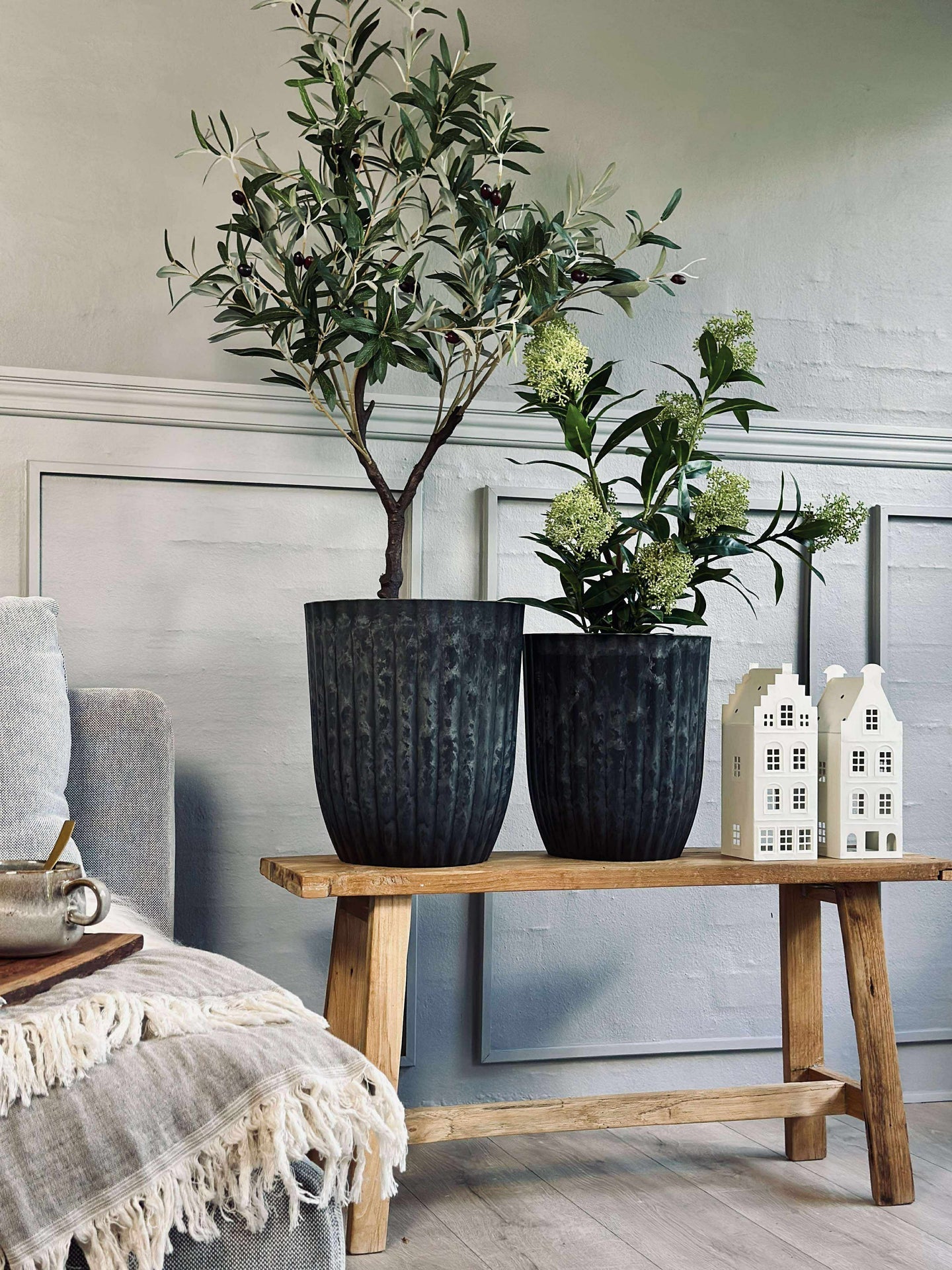 Urtepotter i betong-look - Sett med 2 stk