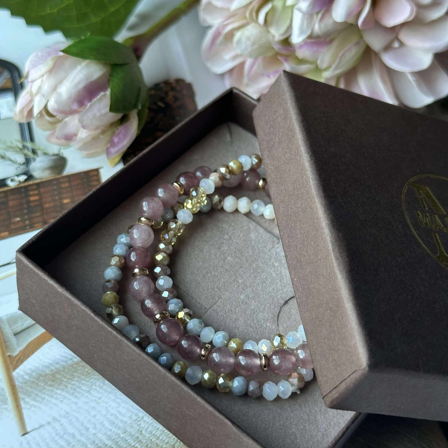 Armbånd Luna Vintage Rose – Sett med 3 stk