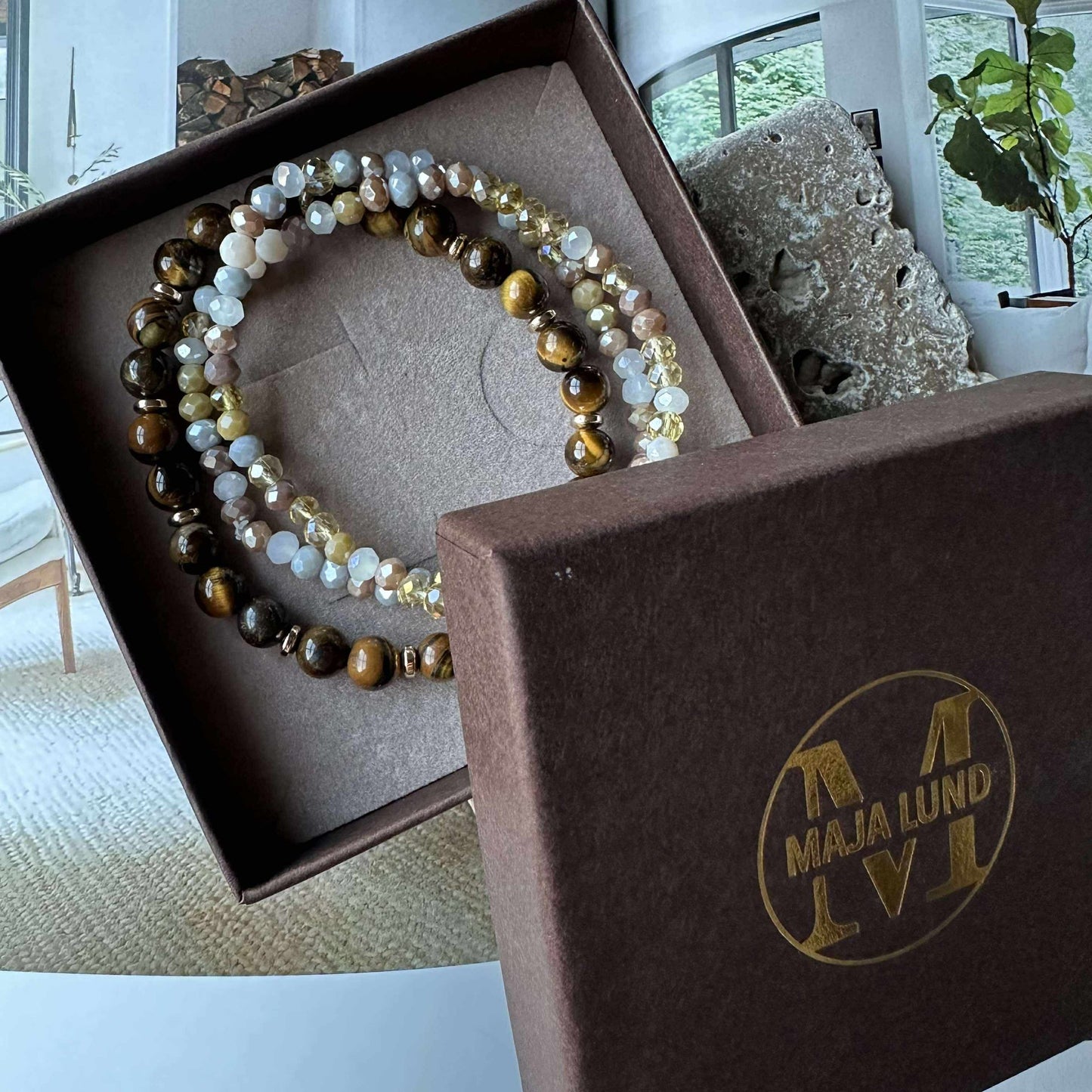 Armbånd Luna Tiger Eye – Sett med 3 stk