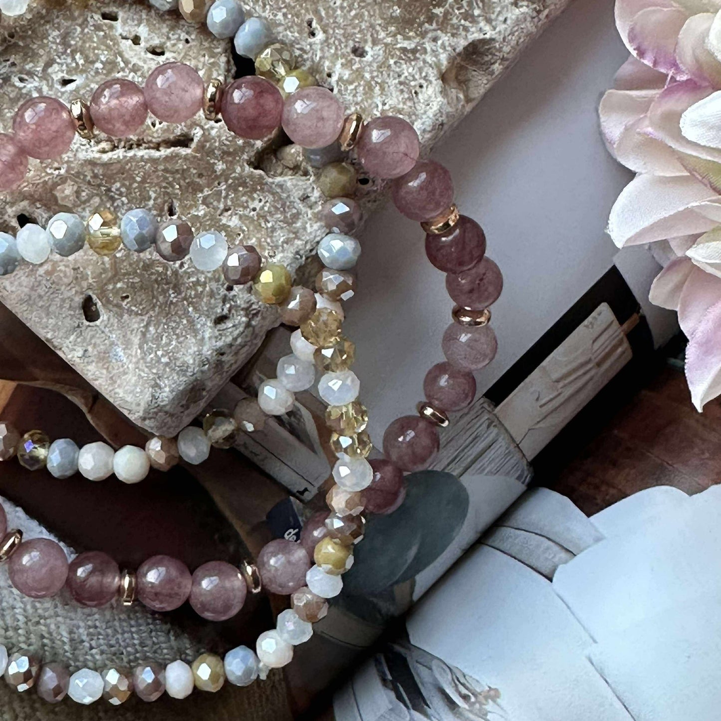Armbånd Luna Vintage Rose – Sett med 3 stk