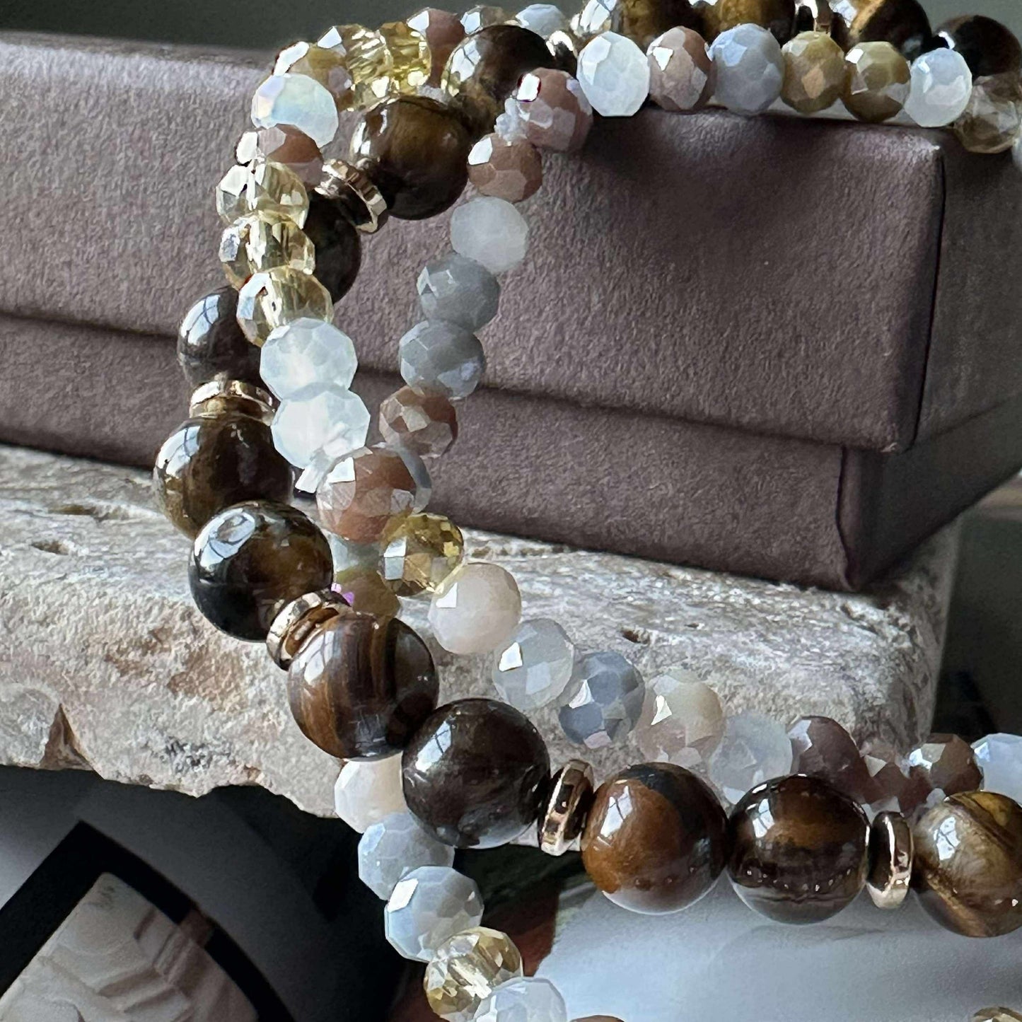 Armbånd Luna Tiger Eye – Sett med 3 stk