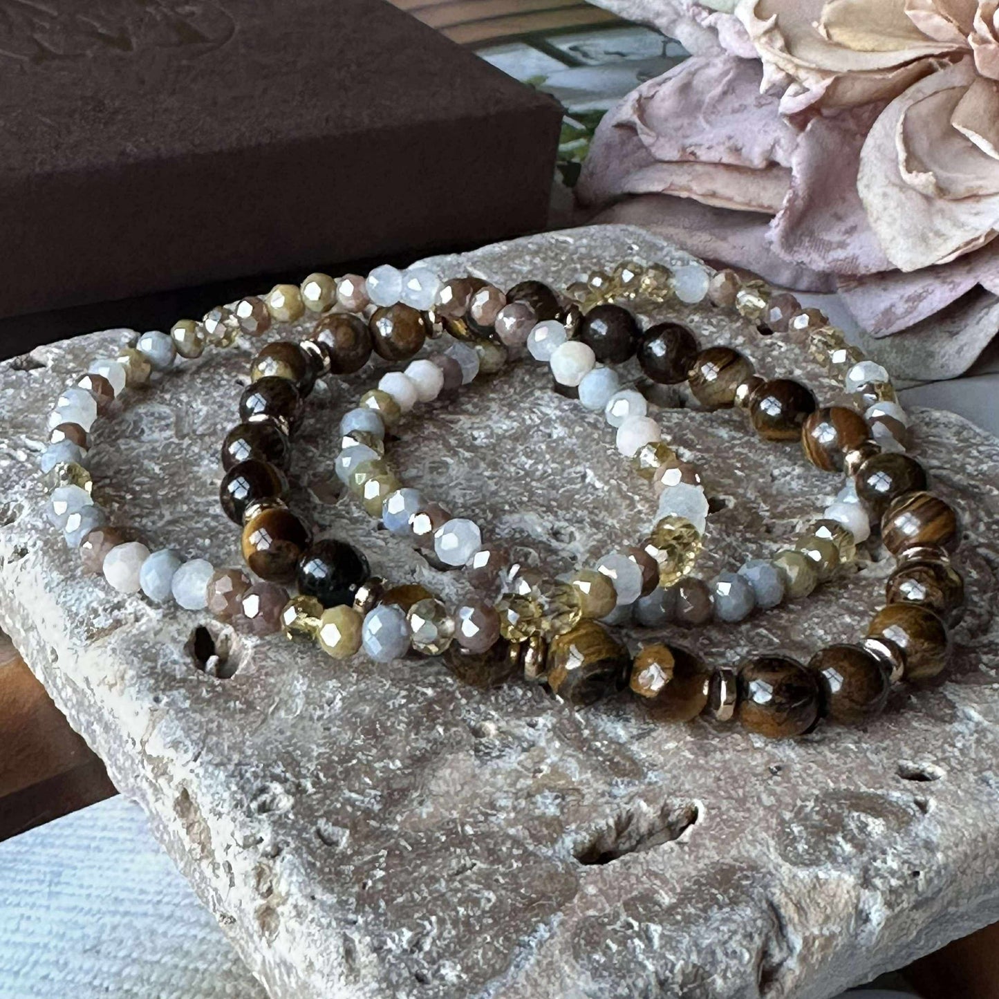 Armbånd Luna Tiger Eye – Sett med 3 stk