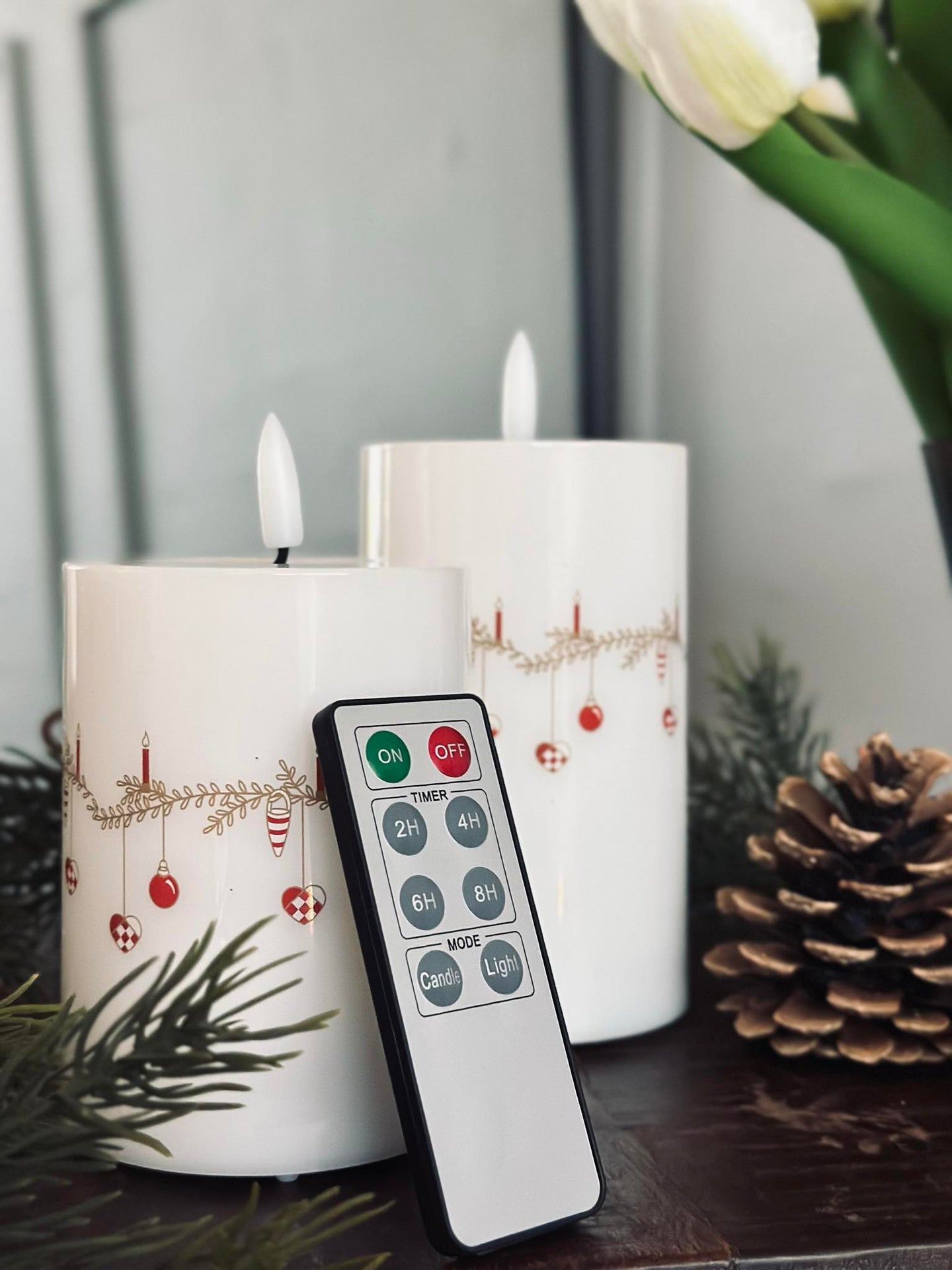 LED bloklys TWINKLE CHRISTMAS - Sett med 2 stk.