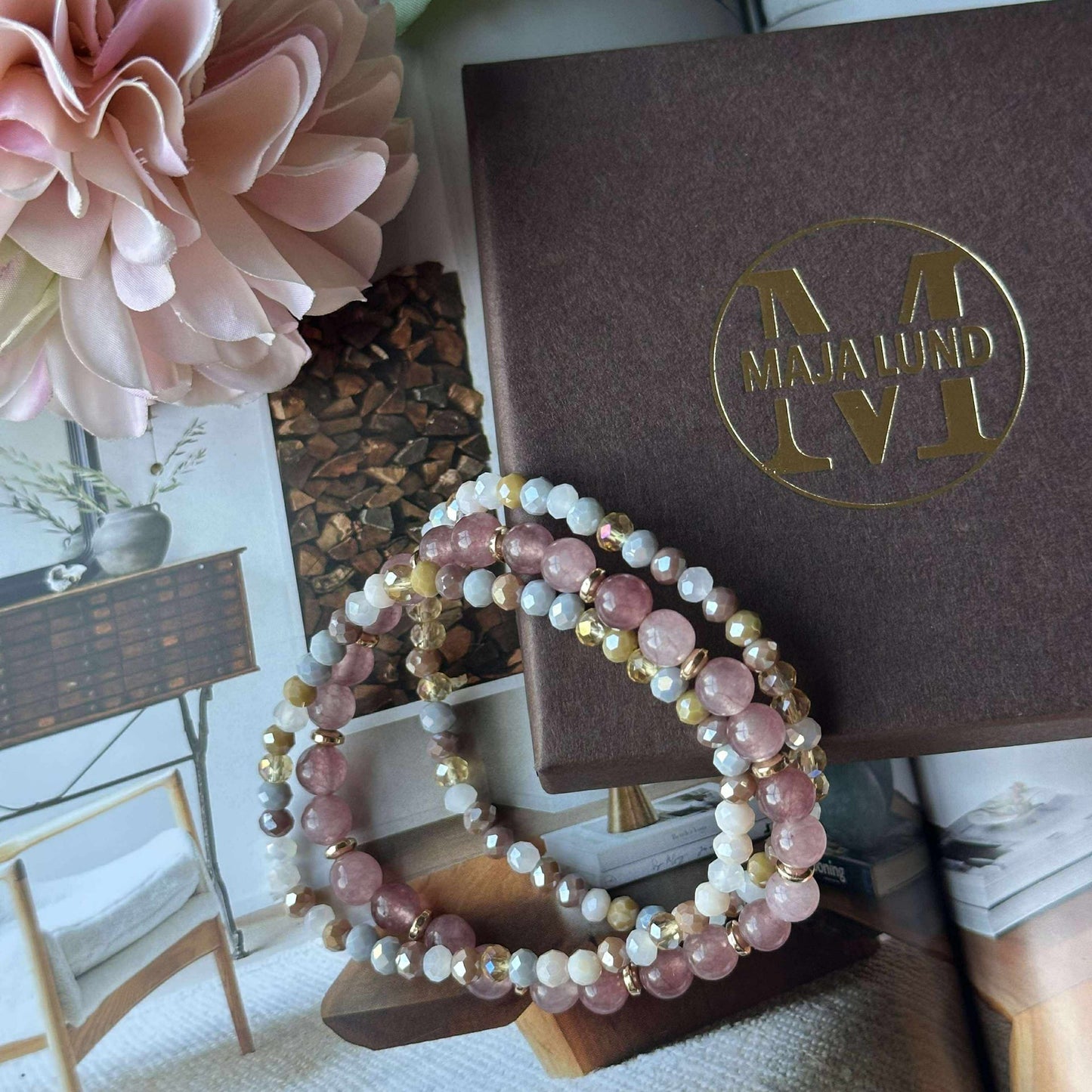 Armbånd Luna Vintage Rose – Sett med 3 stk