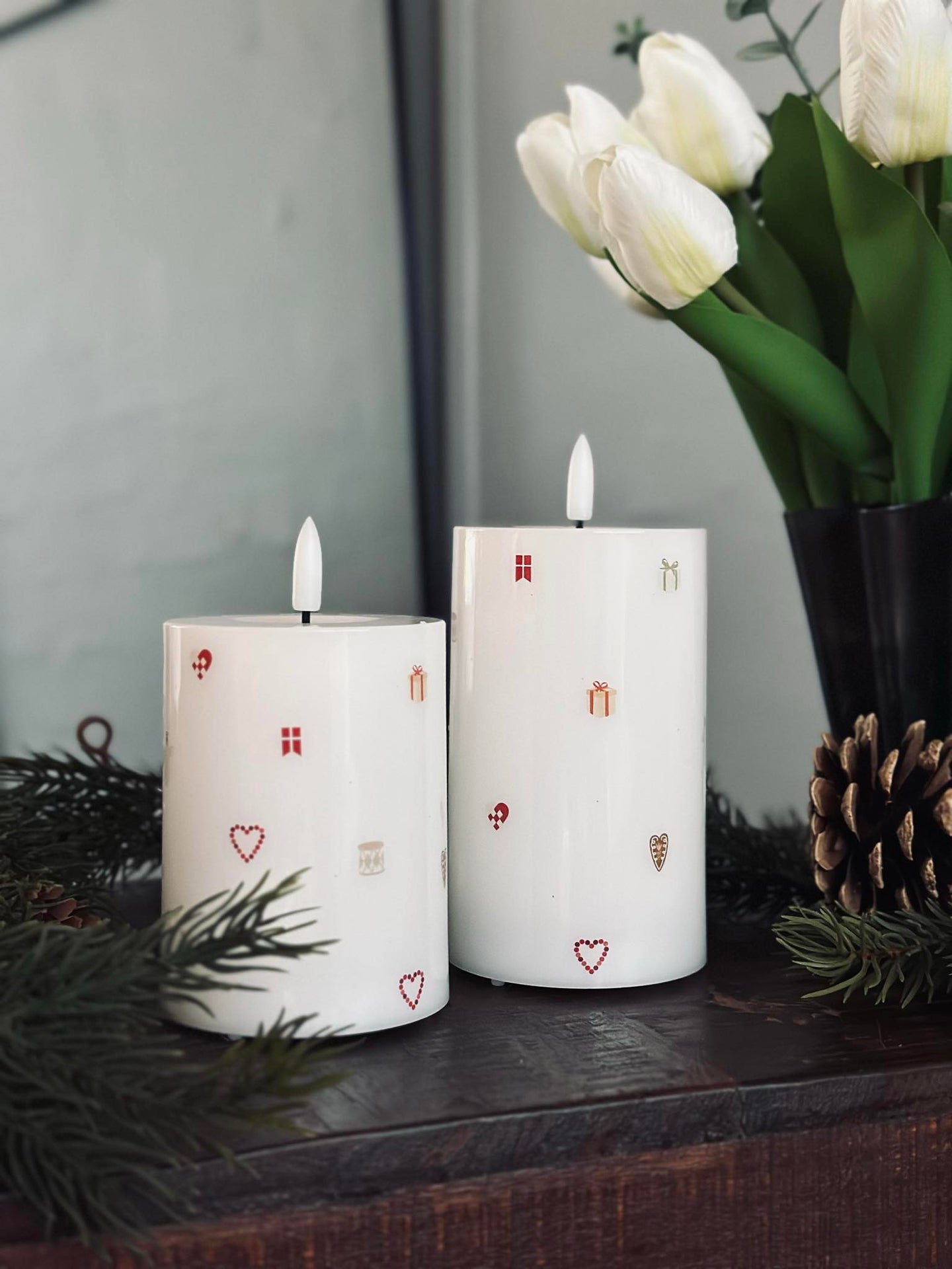LED Bloklys TWINKLE CHRISTMAS - Sett med 2 stk.