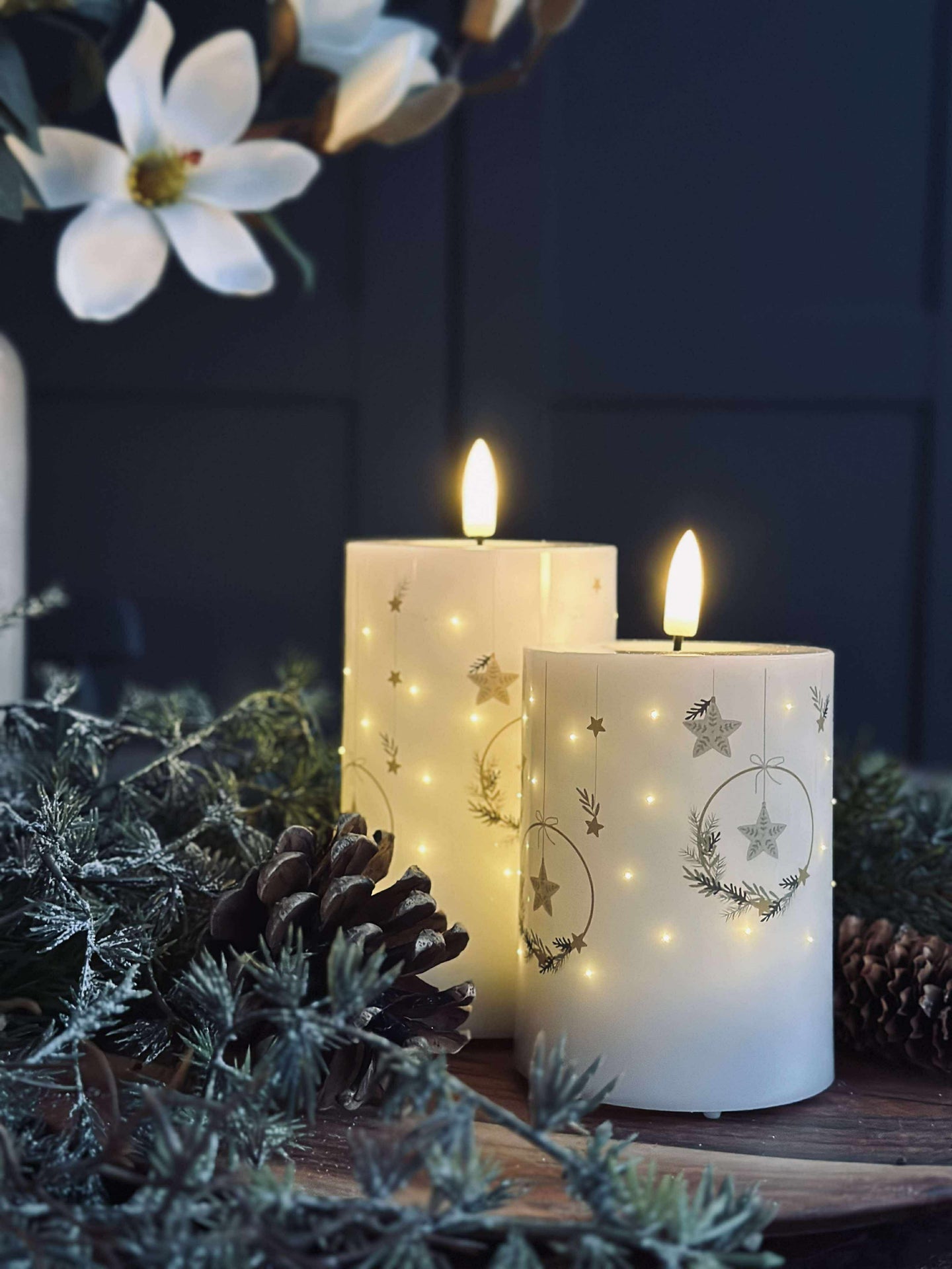 LED Bloklys TWINKLE CHRISTMAS - Sett med 2 stk.