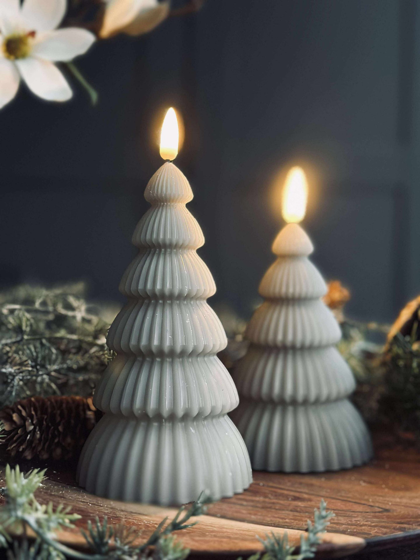 Juletre med LED-lys - Sett med 2 stk. Sand