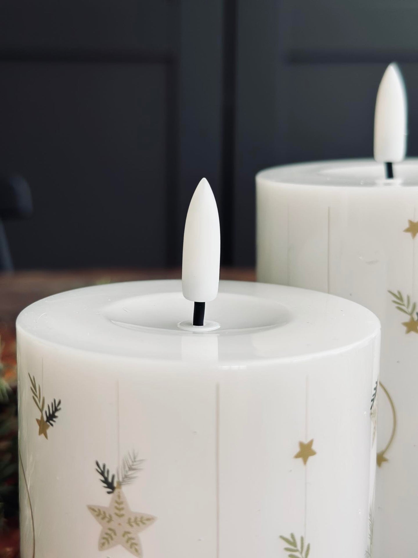 LED Bloklys TWINKLE CHRISTMAS - Sett med 2 stk.