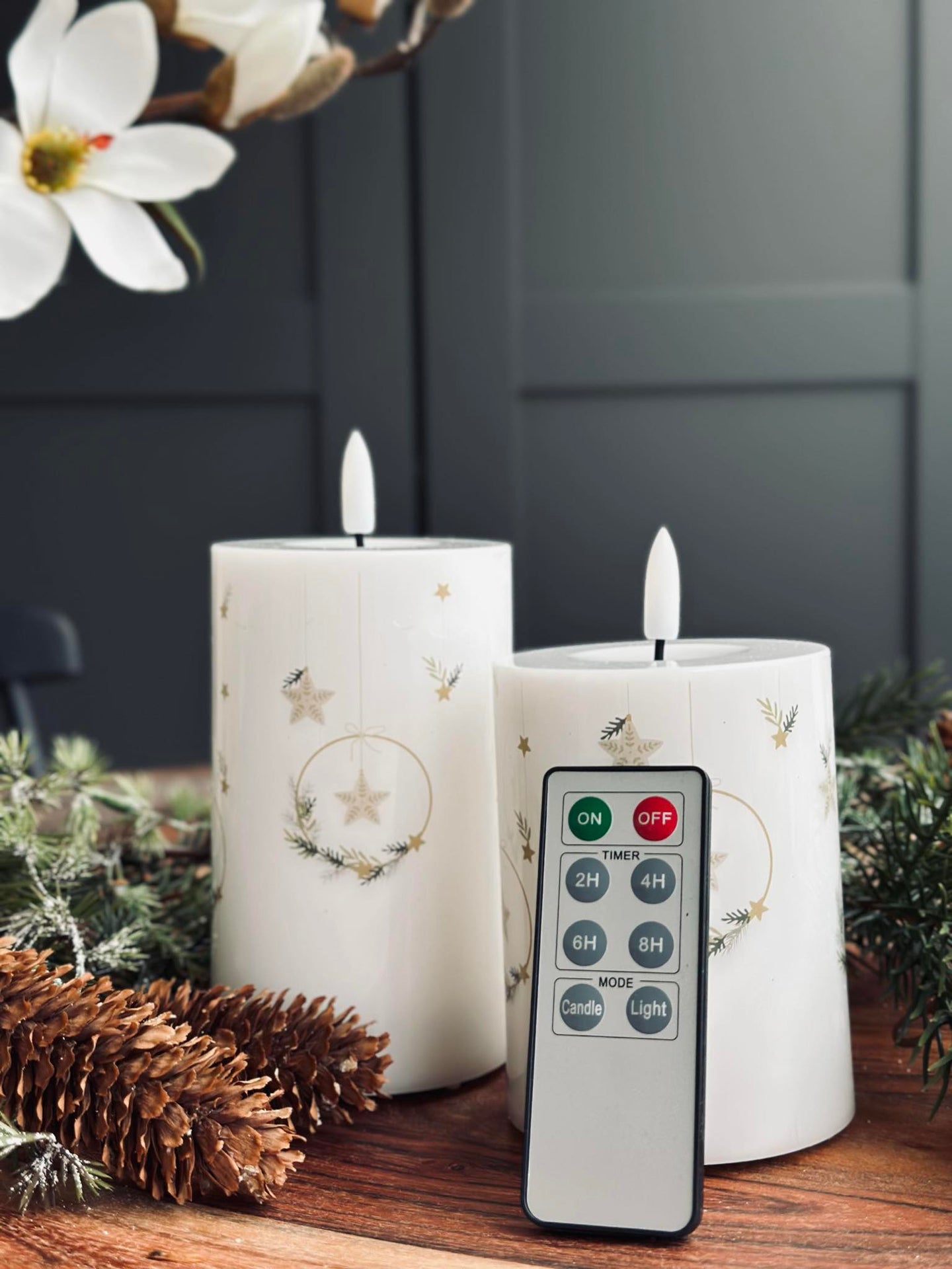 LED Bloklys TWINKLE CHRISTMAS - Sett med 2 stk.