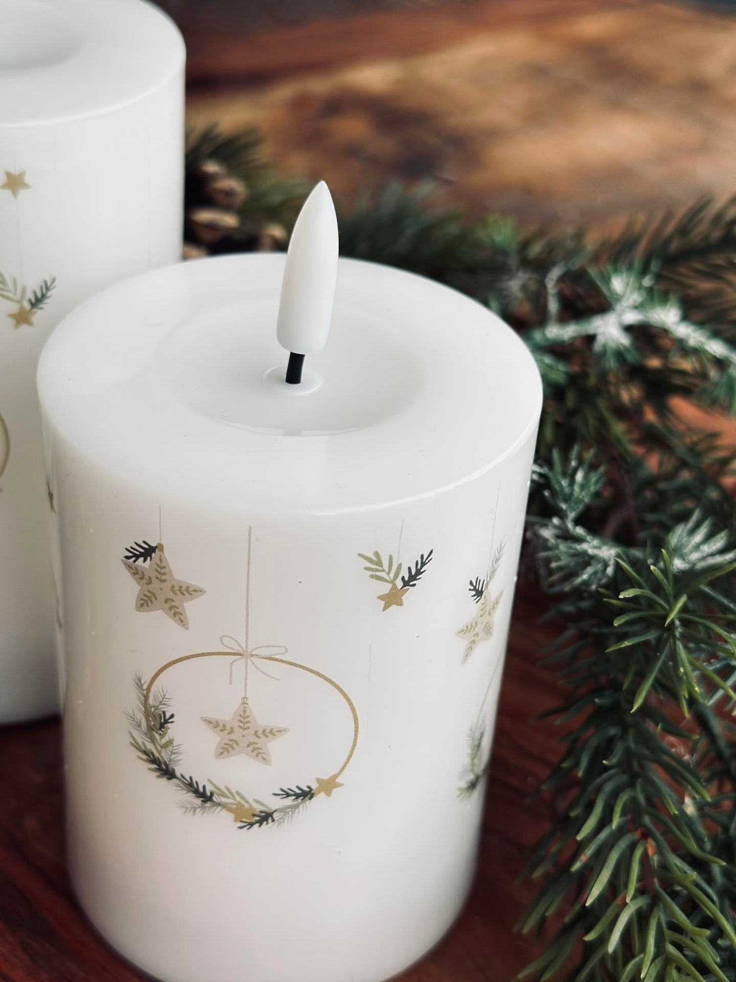 LED Bloklys TWINKLE CHRISTMAS - Sett med 2 stk.