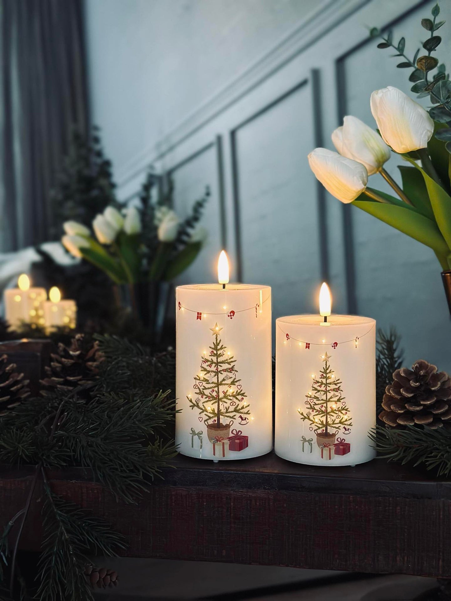 LED Blokklys TWINKLE CHRISTMAS - Sett med 2 stk.