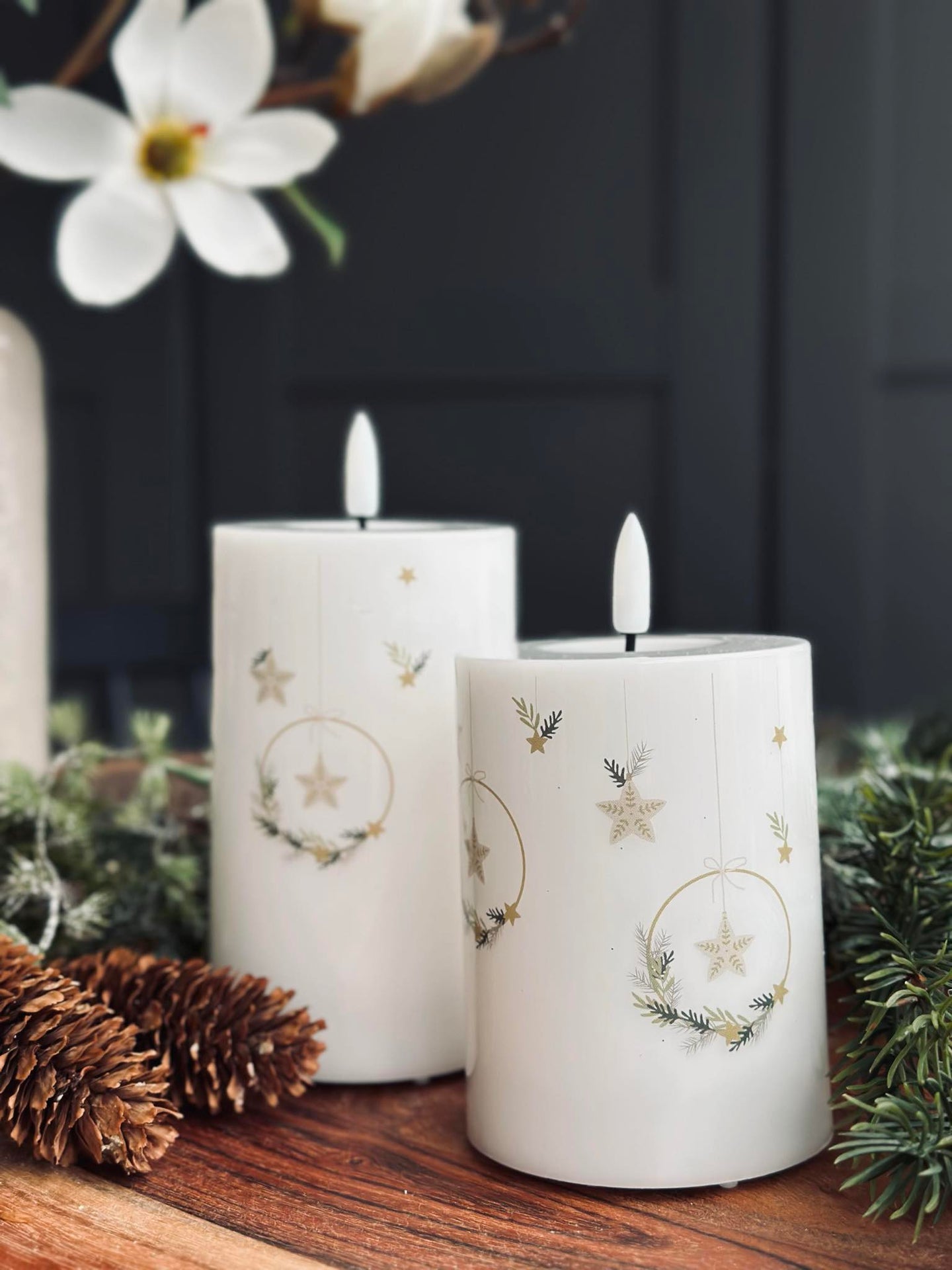 LED Bloklys TWINKLE CHRISTMAS - Sett med 2 stk.