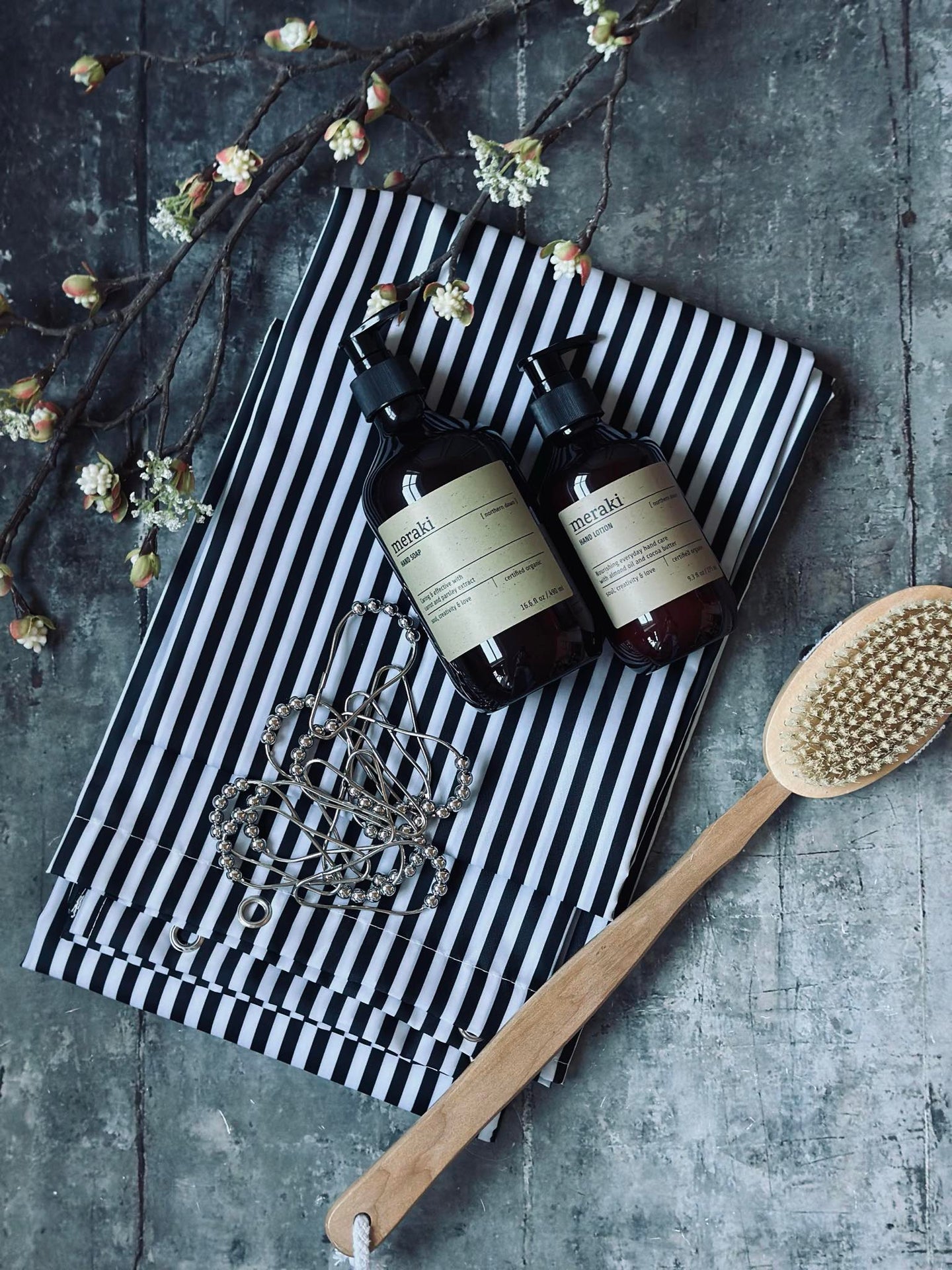 Dusjforheng - Svart stripe