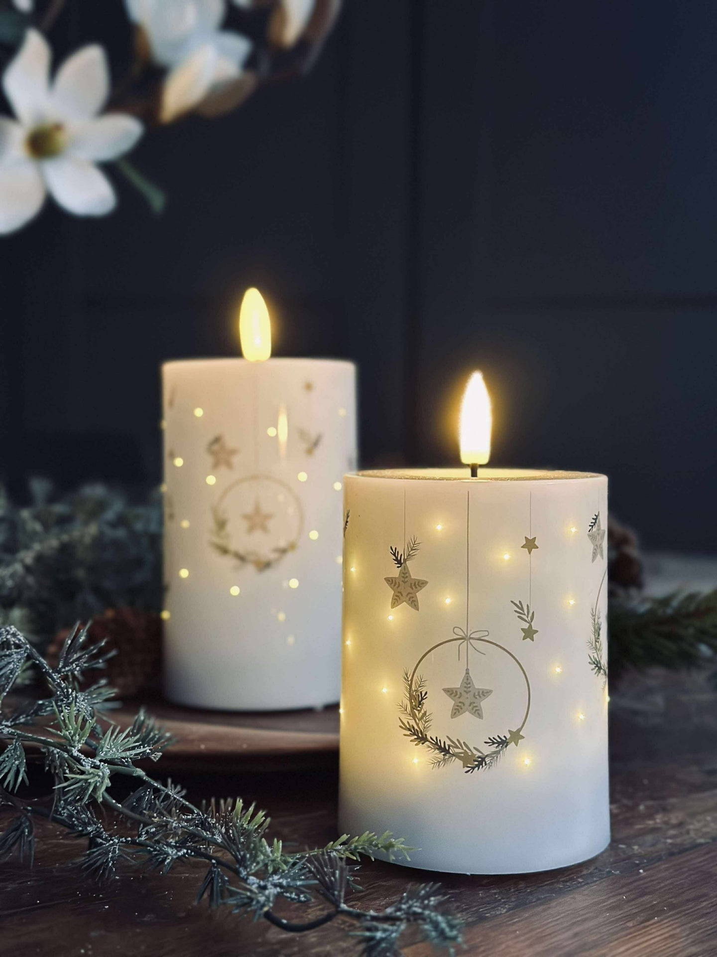 LED Bloklys TWINKLE CHRISTMAS - Sett med 2 stk.