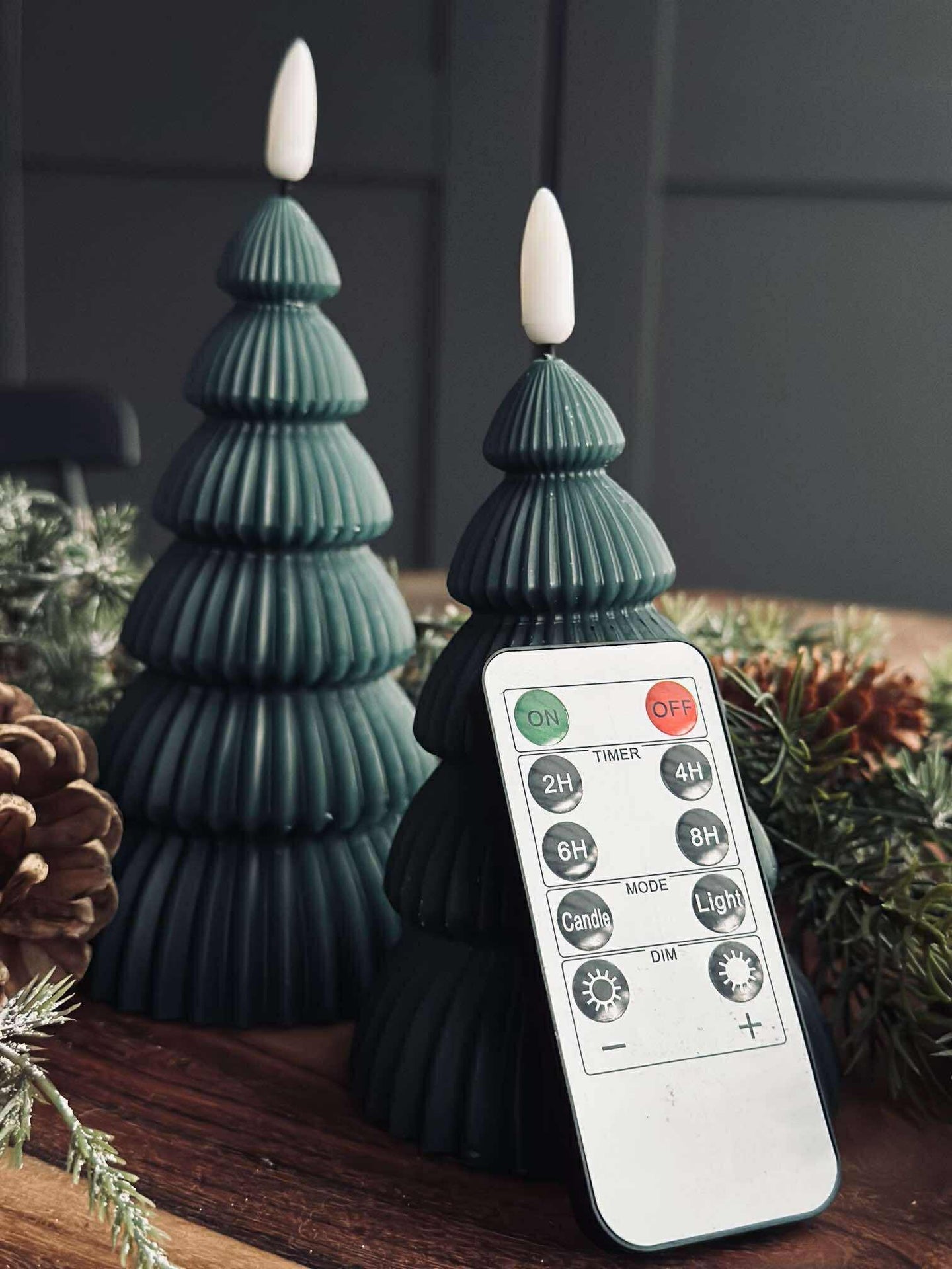 Juletre med LED-lys - Sett med 2 stk. Grønn