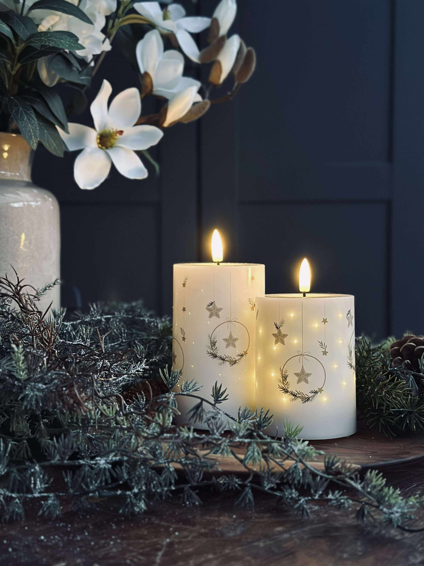 LED Bloklys TWINKLE CHRISTMAS - Sett med 2 stk.