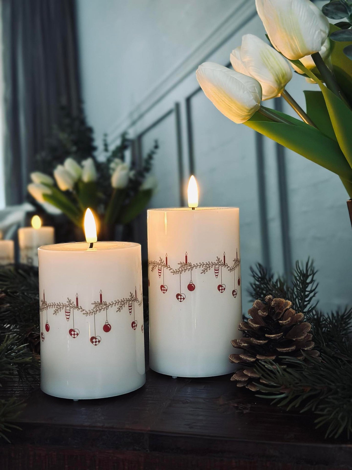 LED bloklys TWINKLE CHRISTMAS - Sett med 2 stk.