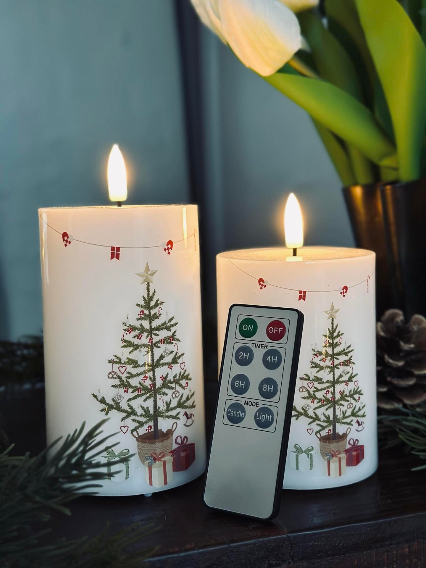 LED Blokklys TWINKLE CHRISTMAS - Sett med 2 stk.
