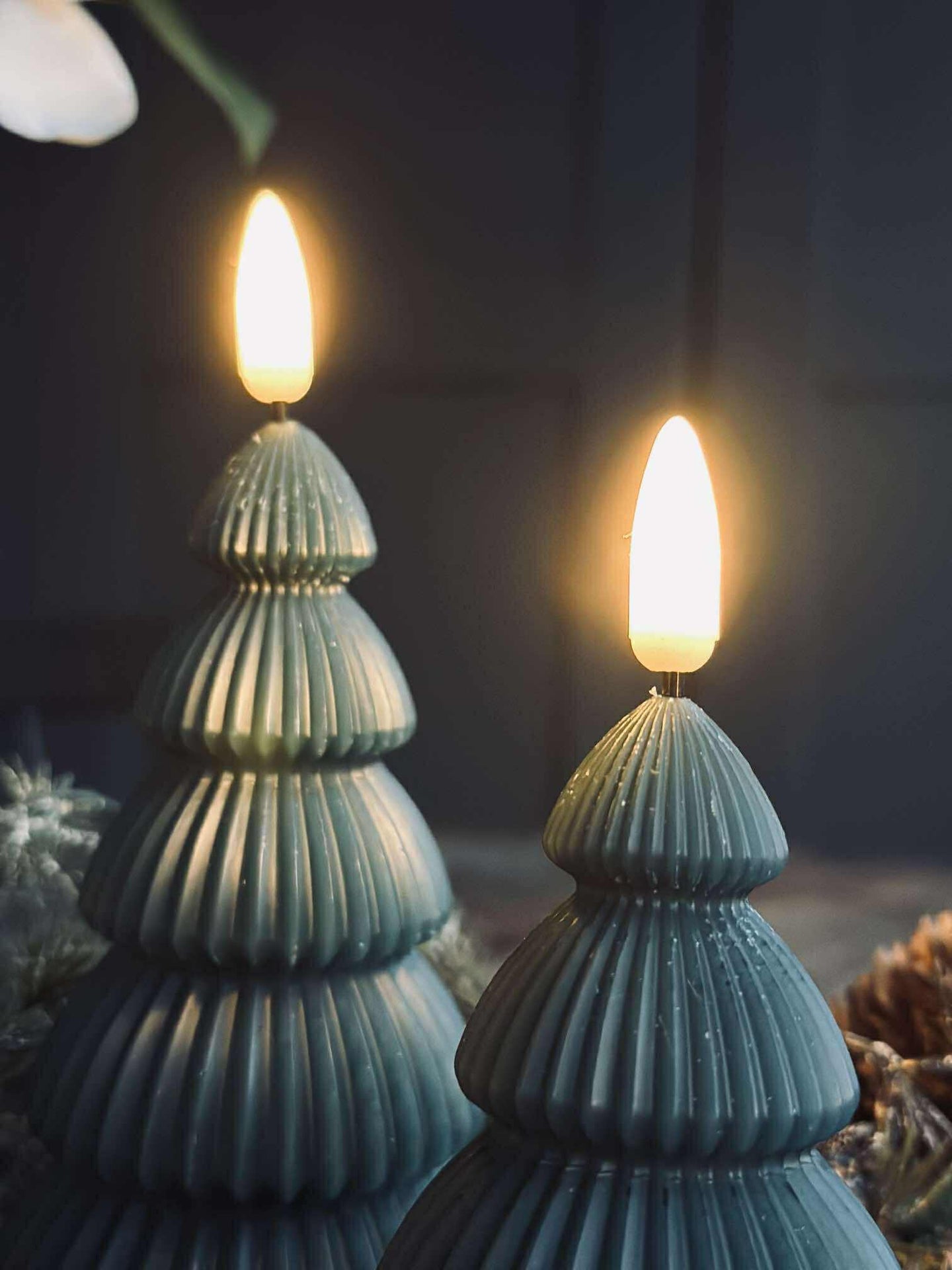 Juletre med LED-lys - Sett med 2 stk. Grønn