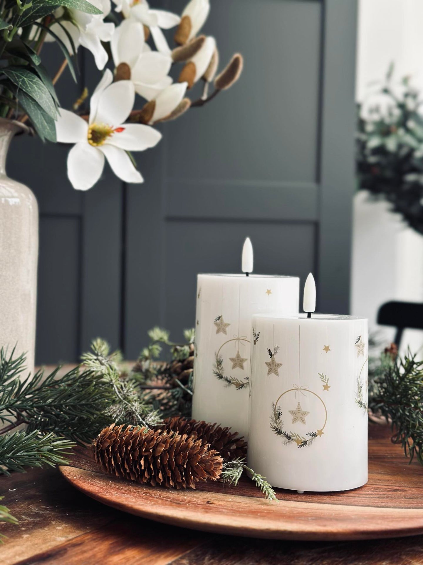 LED Bloklys TWINKLE CHRISTMAS - Sett med 2 stk.