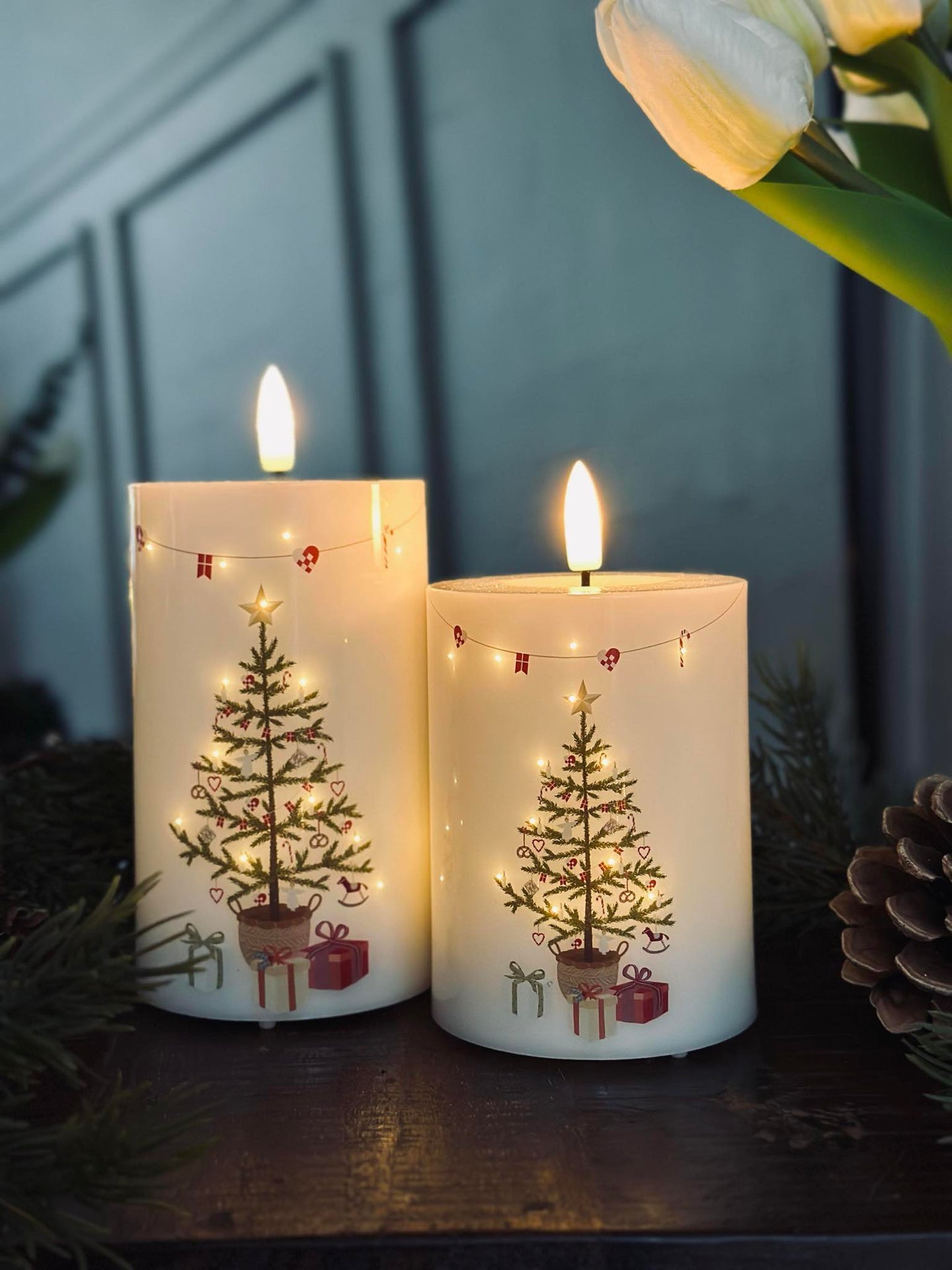 LED Blokklys TWINKLE CHRISTMAS - Sett med 2 stk.