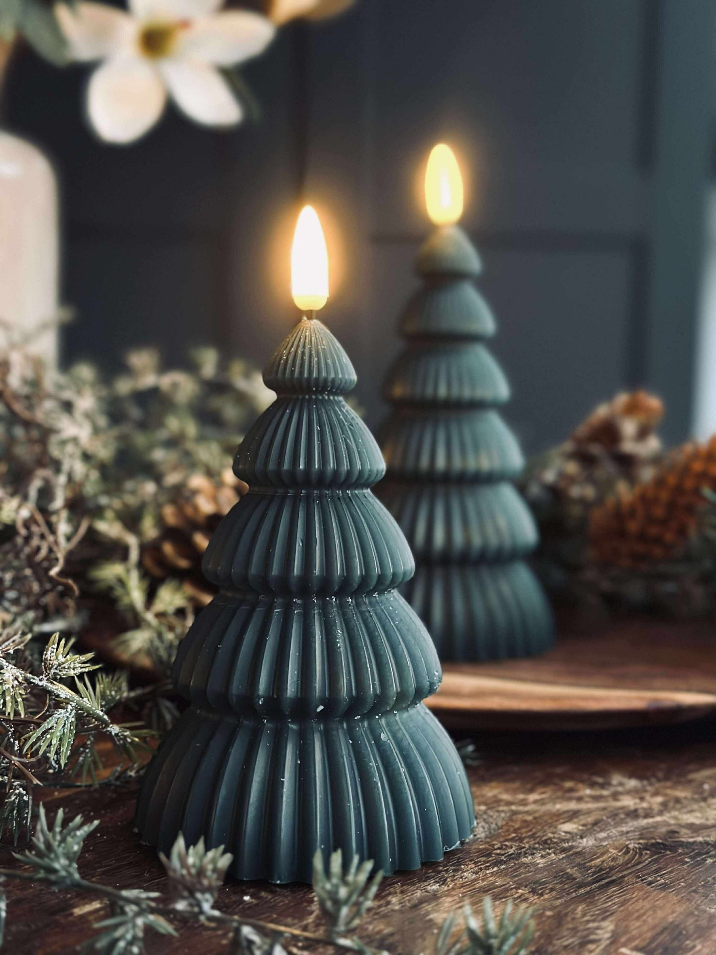 Juletre med LED-lys - Sett med 2 stk. Grønn