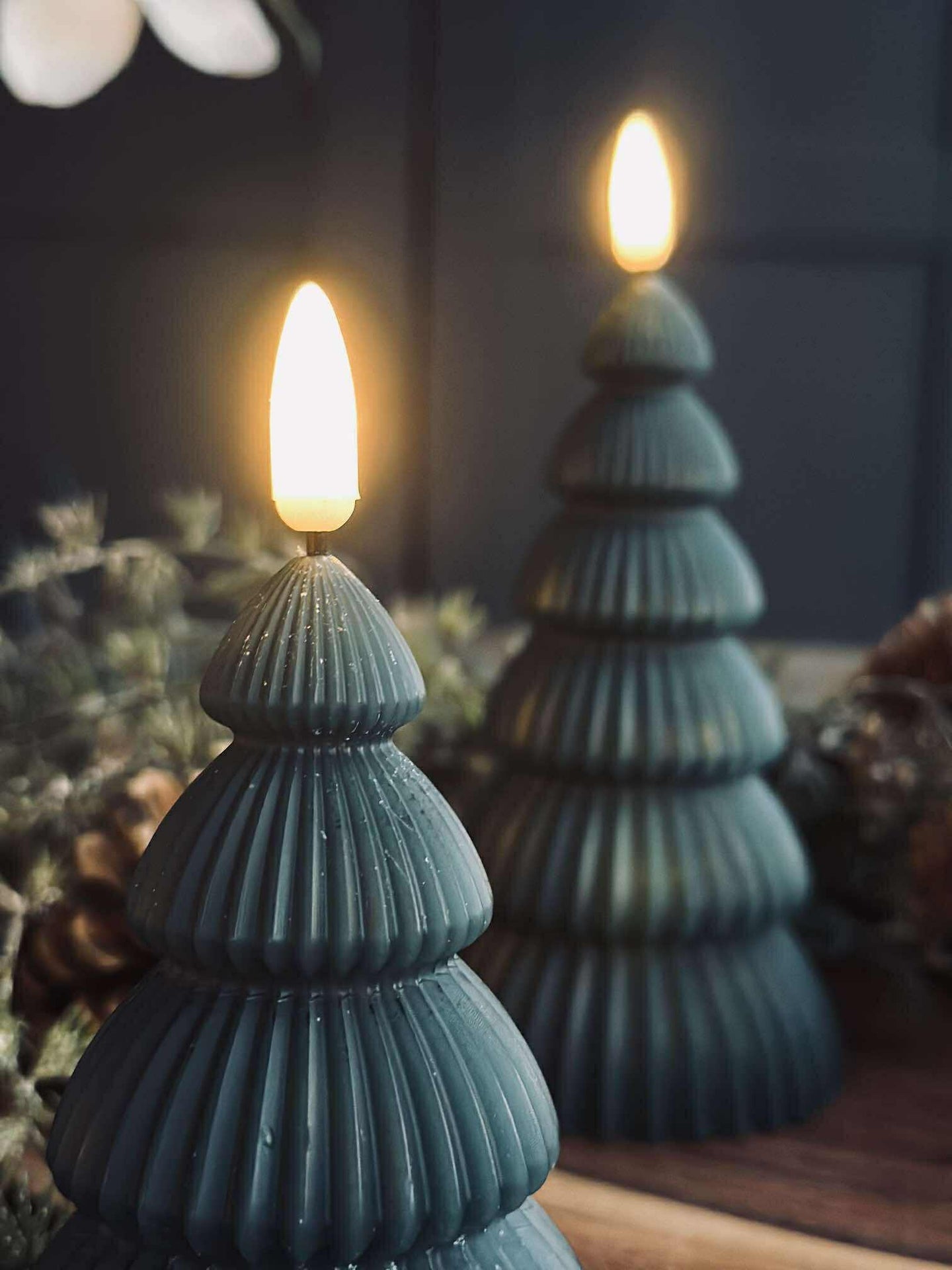 Juletre med LED-lys - Sett med 2 stk. Grønn