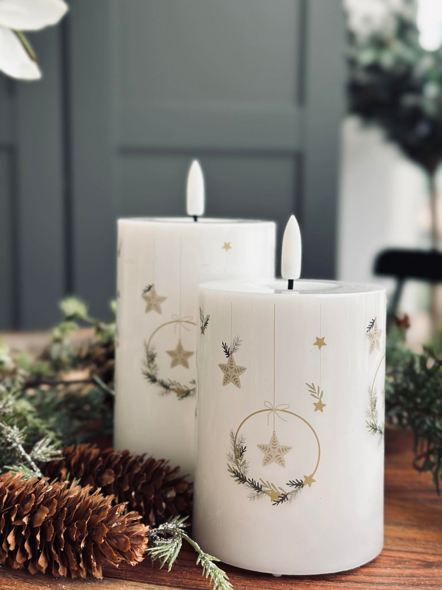 LED Bloklys TWINKLE CHRISTMAS - Sett med 2 stk.