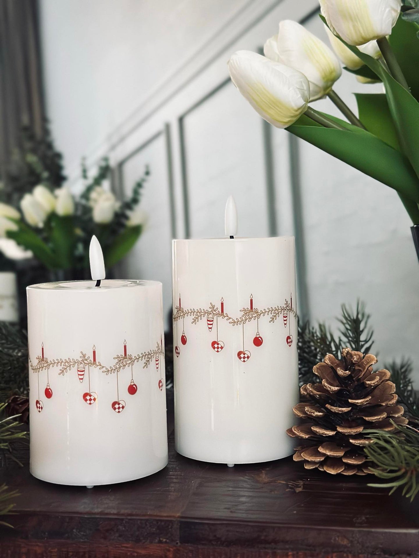 LED bloklys TWINKLE CHRISTMAS - Sett med 2 stk.