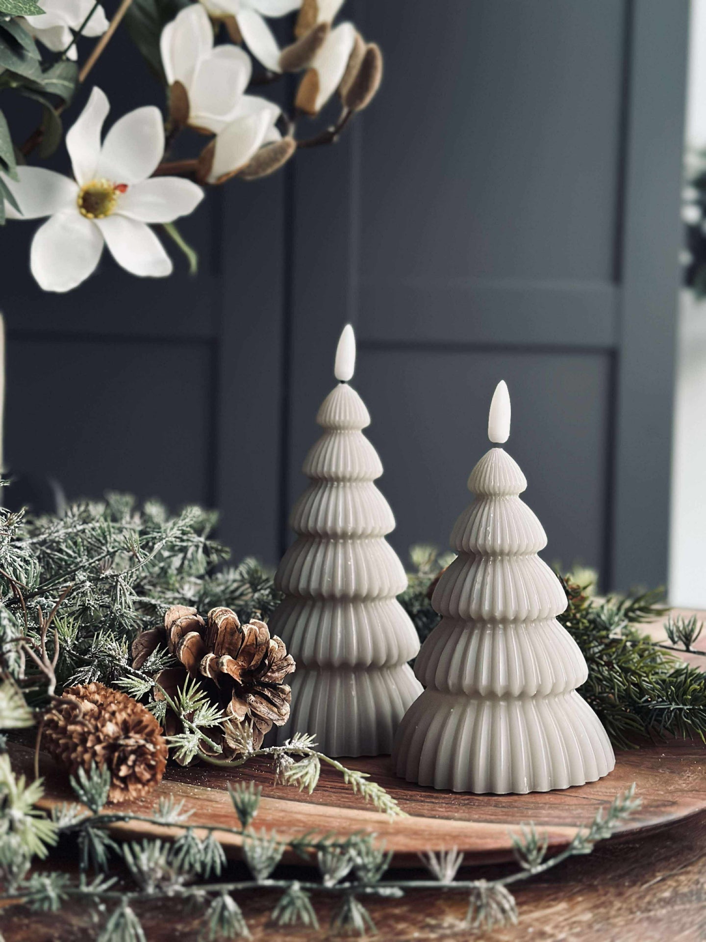 Juletre med LED-lys - Sett med 2 stk. Sand