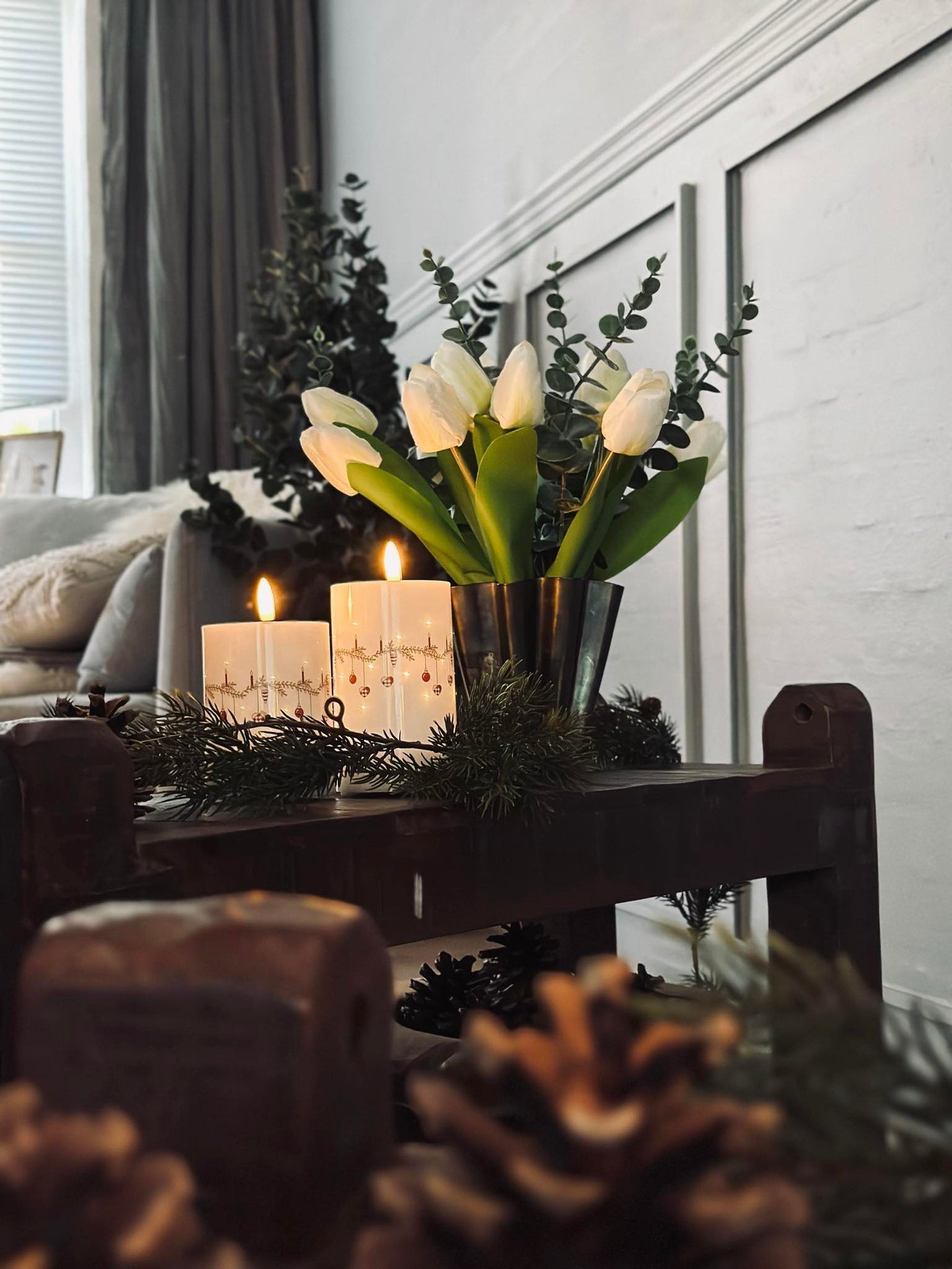 LED bloklys TWINKLE CHRISTMAS - Sett med 2 stk.