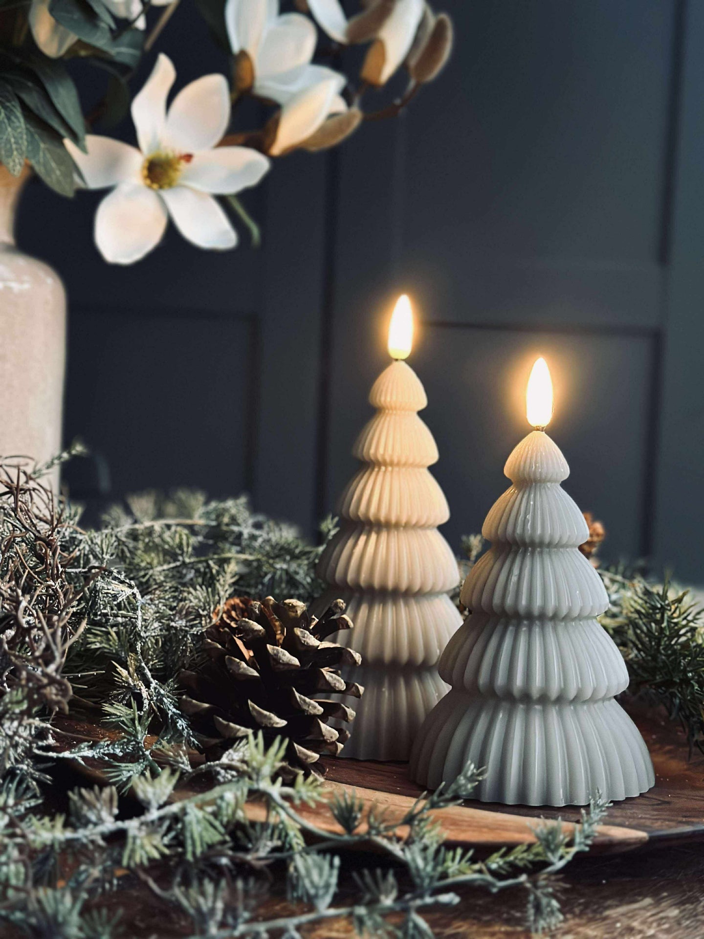 Juletre med LED-lys - Sett med 2 stk. Sand