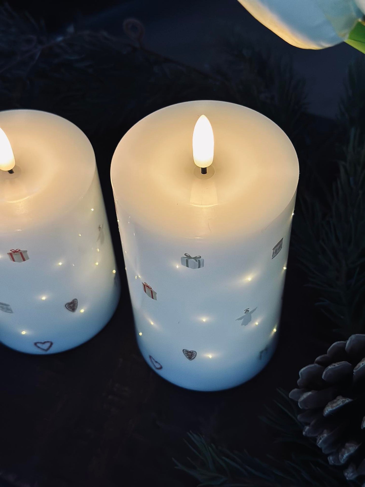 LED Bloklys TWINKLE CHRISTMAS - Sett med 2 stk.