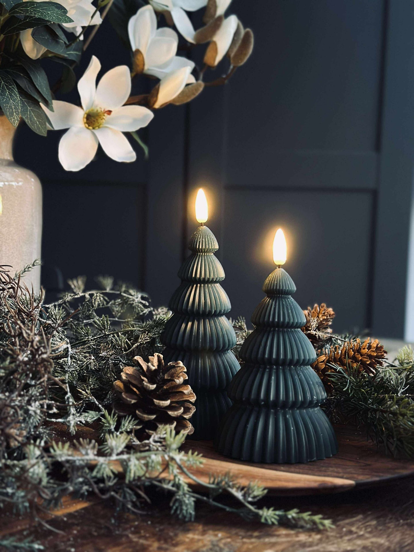 Juletre med LED-lys - Sett med 2 stk. Grønn