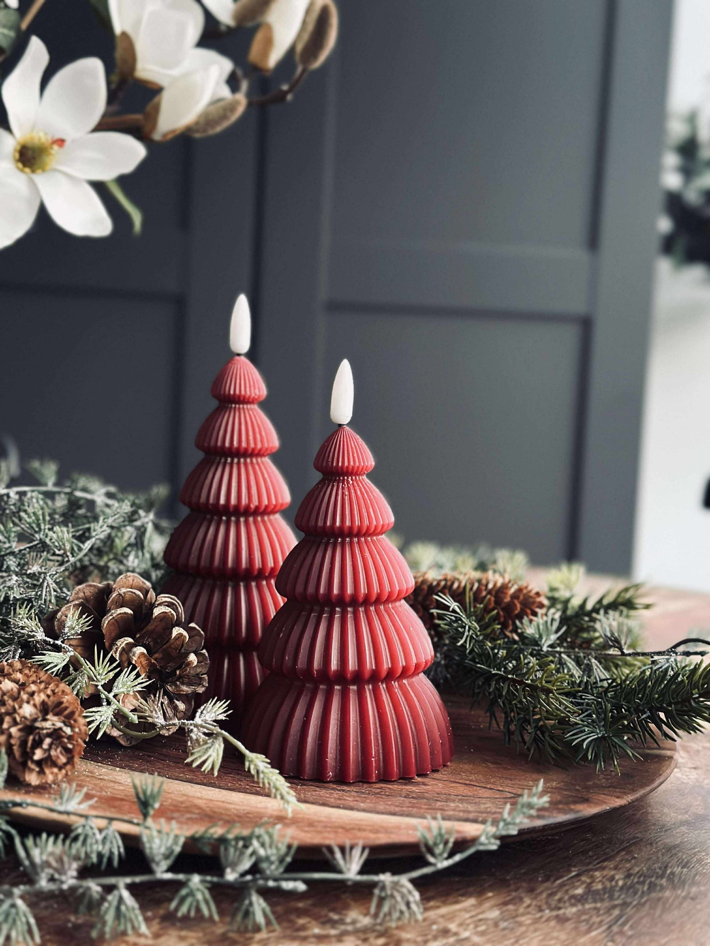 Juletre med LED-lys - Sett med 2 stk. Rød