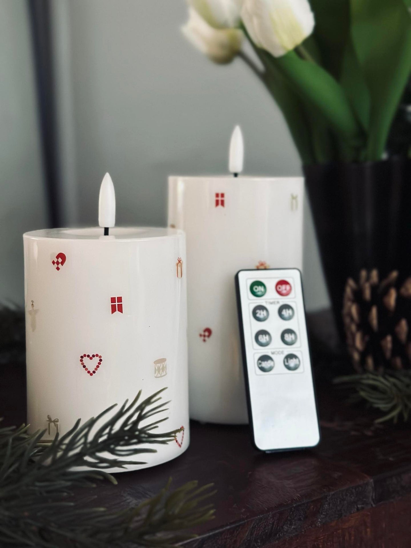 LED Bloklys TWINKLE CHRISTMAS - Sett med 2 stk.